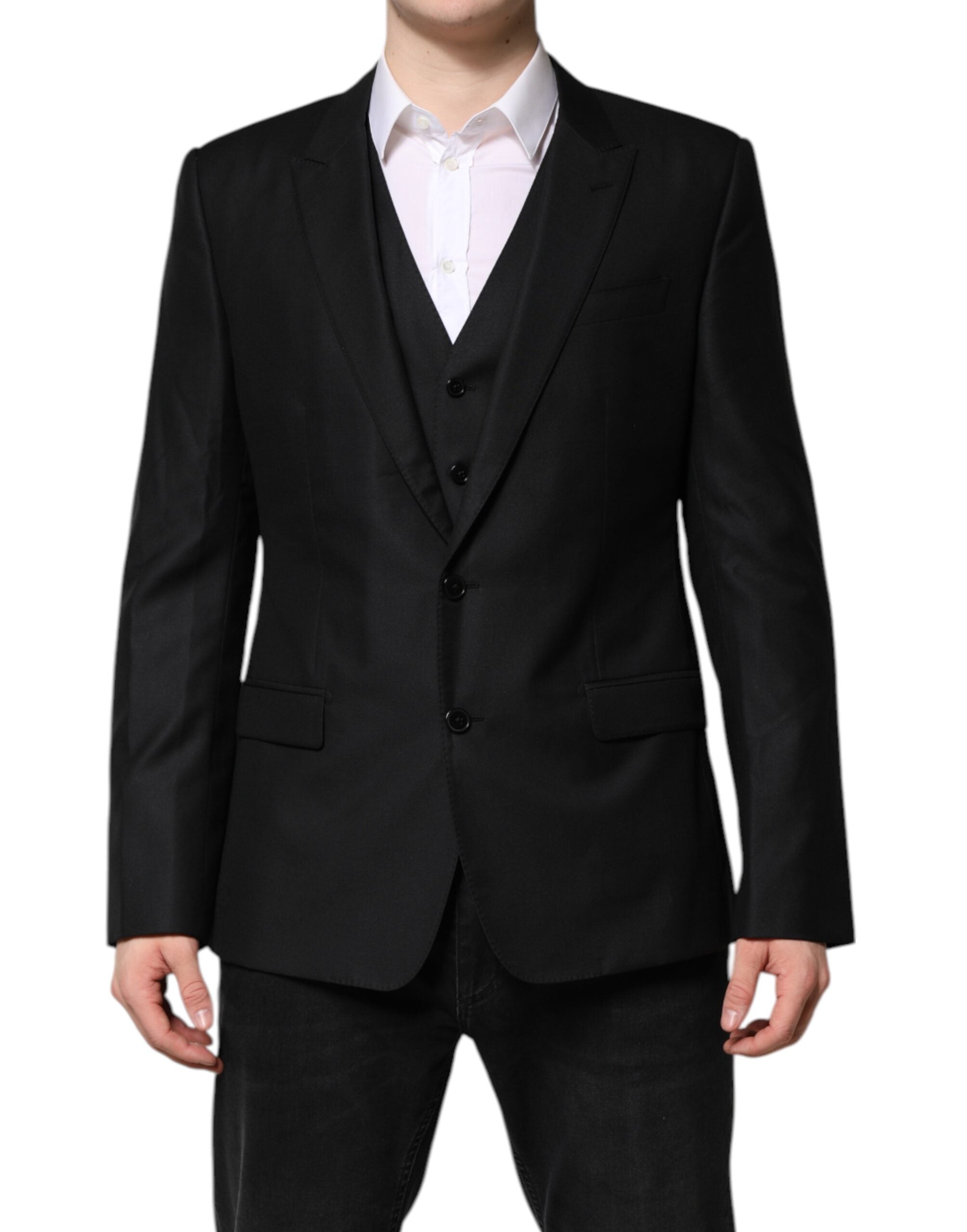 Black Single Breasted Suit 2 Piece Jacket - ventzia