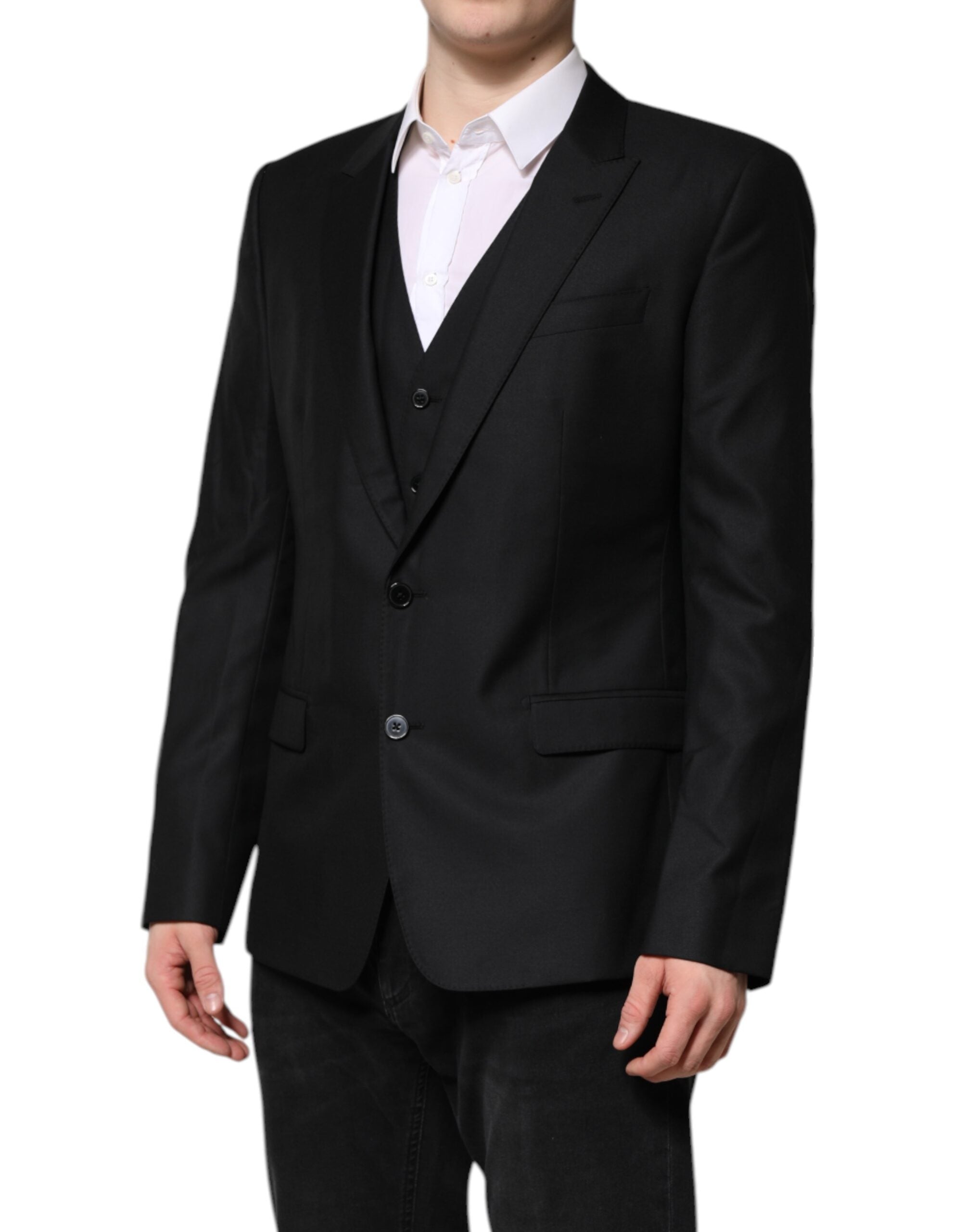 Black Single Breasted Suit 2 Piece Jacket - ventzia