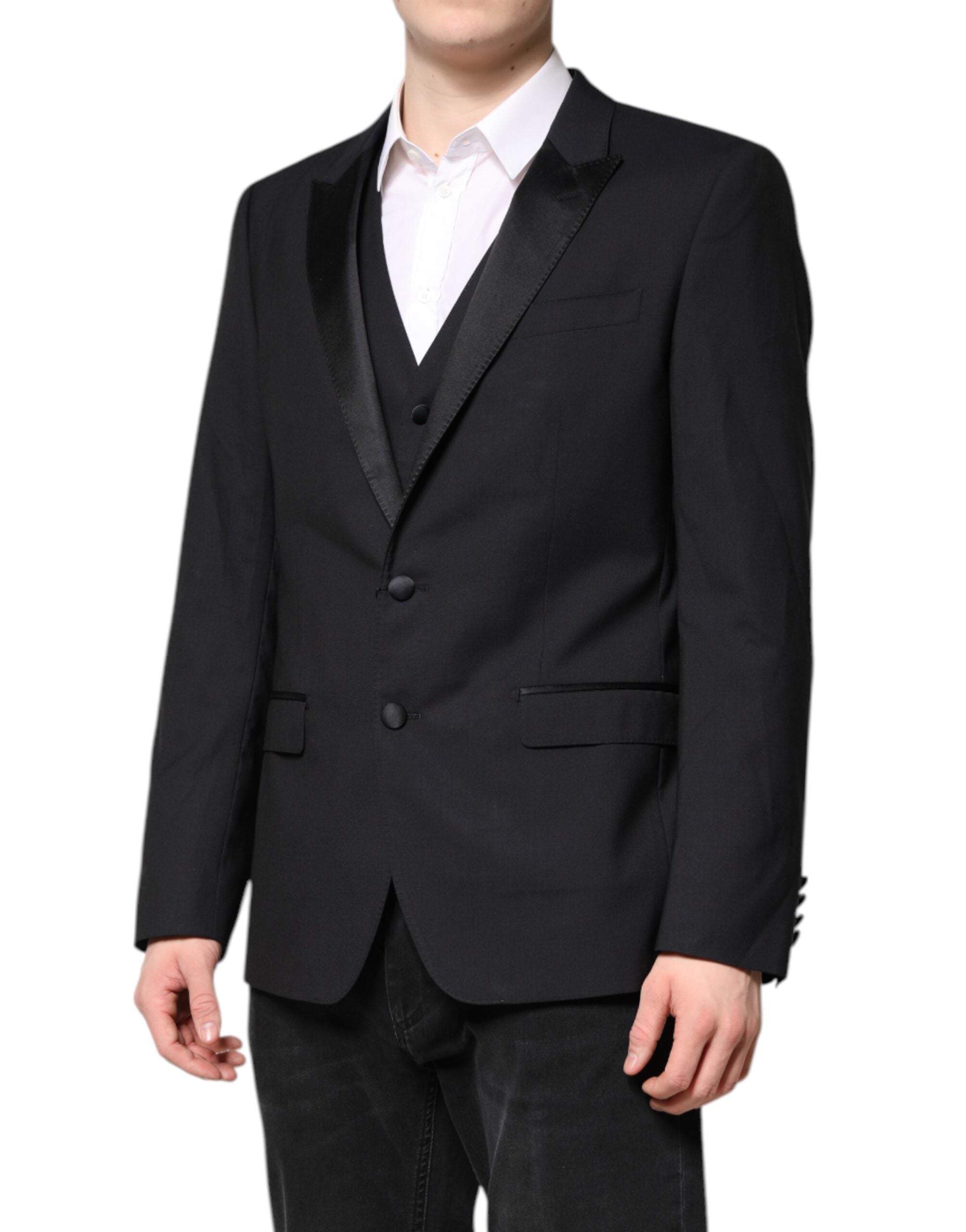 Dark Blue MARTINI Wool Suit 2 Piece Jacket - ventzia
