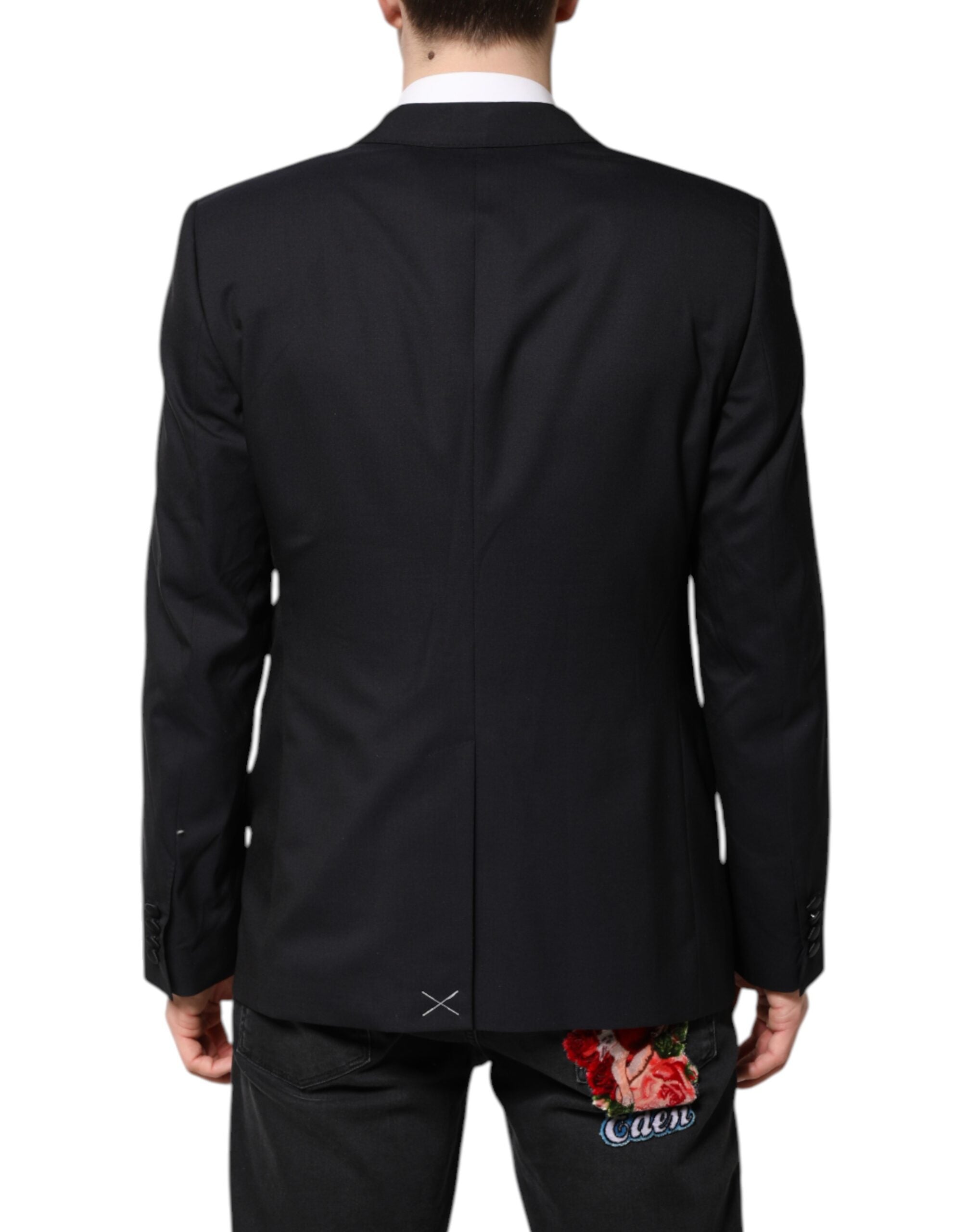 Dark Blue MARTINI Wool Suit 2 Piece Jacket - ventzia