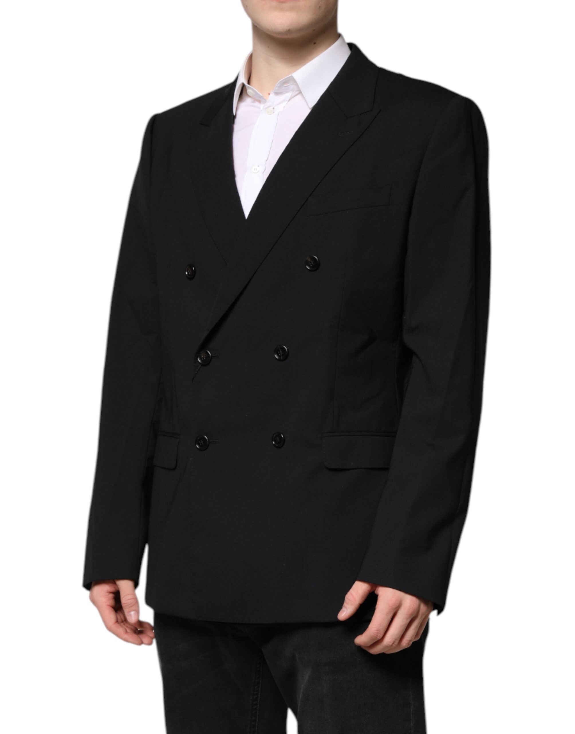 Black MARTINI Double Breasted Suit Jacket - ventzia
