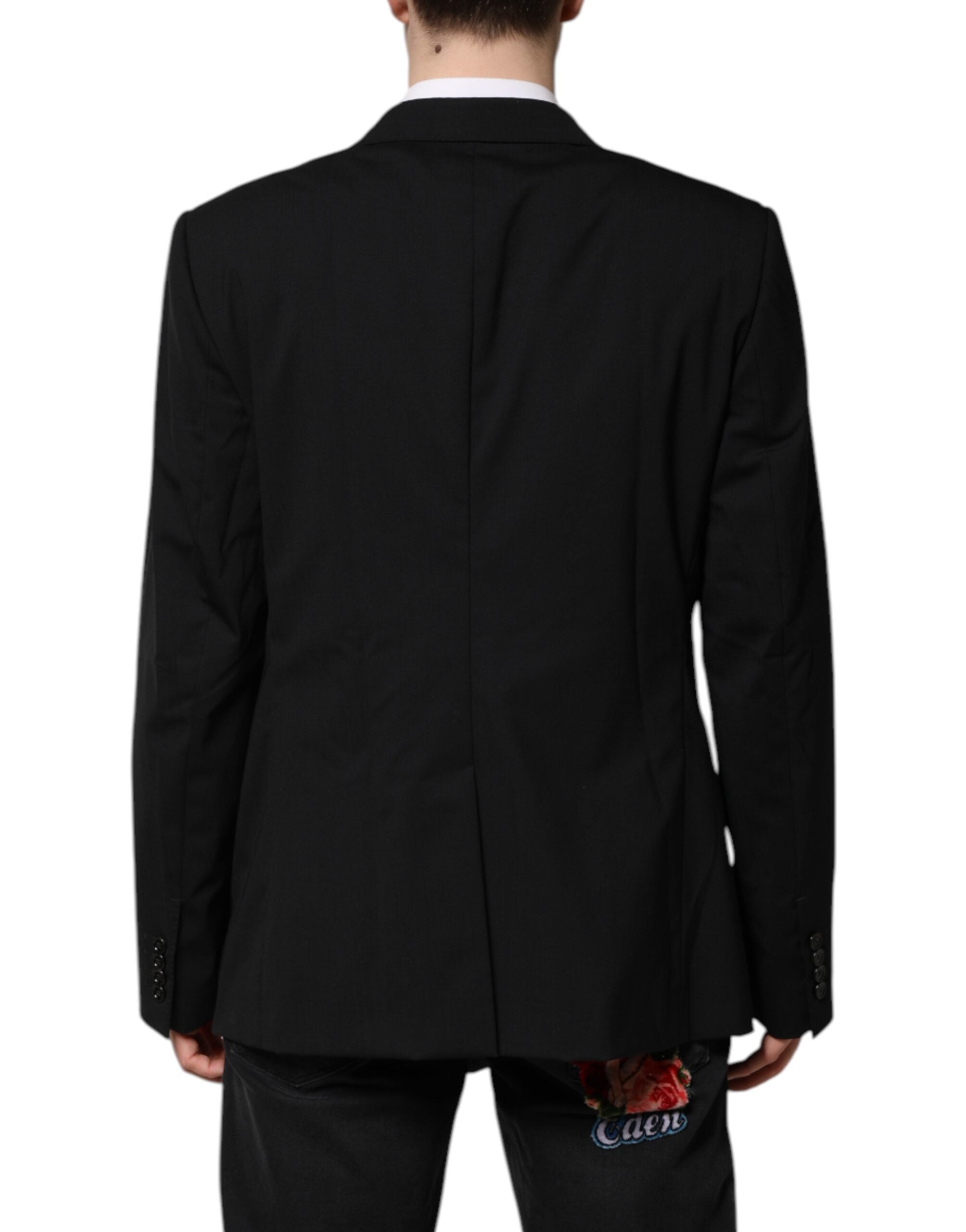 Black MARTINI Double Breasted Suit Jacket - ventzia