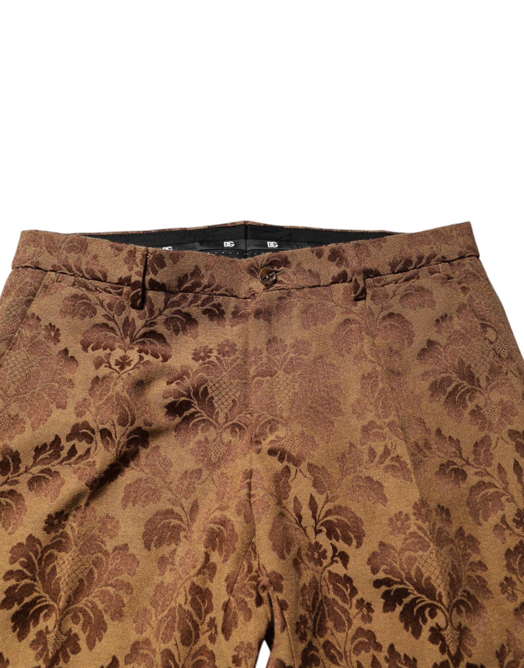 Brown Floral Jacquard SICILIA 2 Piece Suit - ventzia