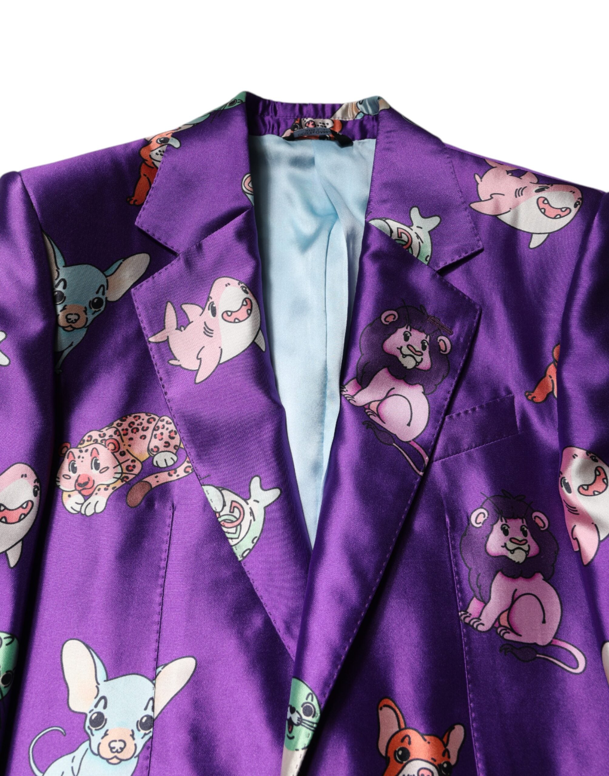Purple Silk Animal Print 3 Piece Suit - ventzia