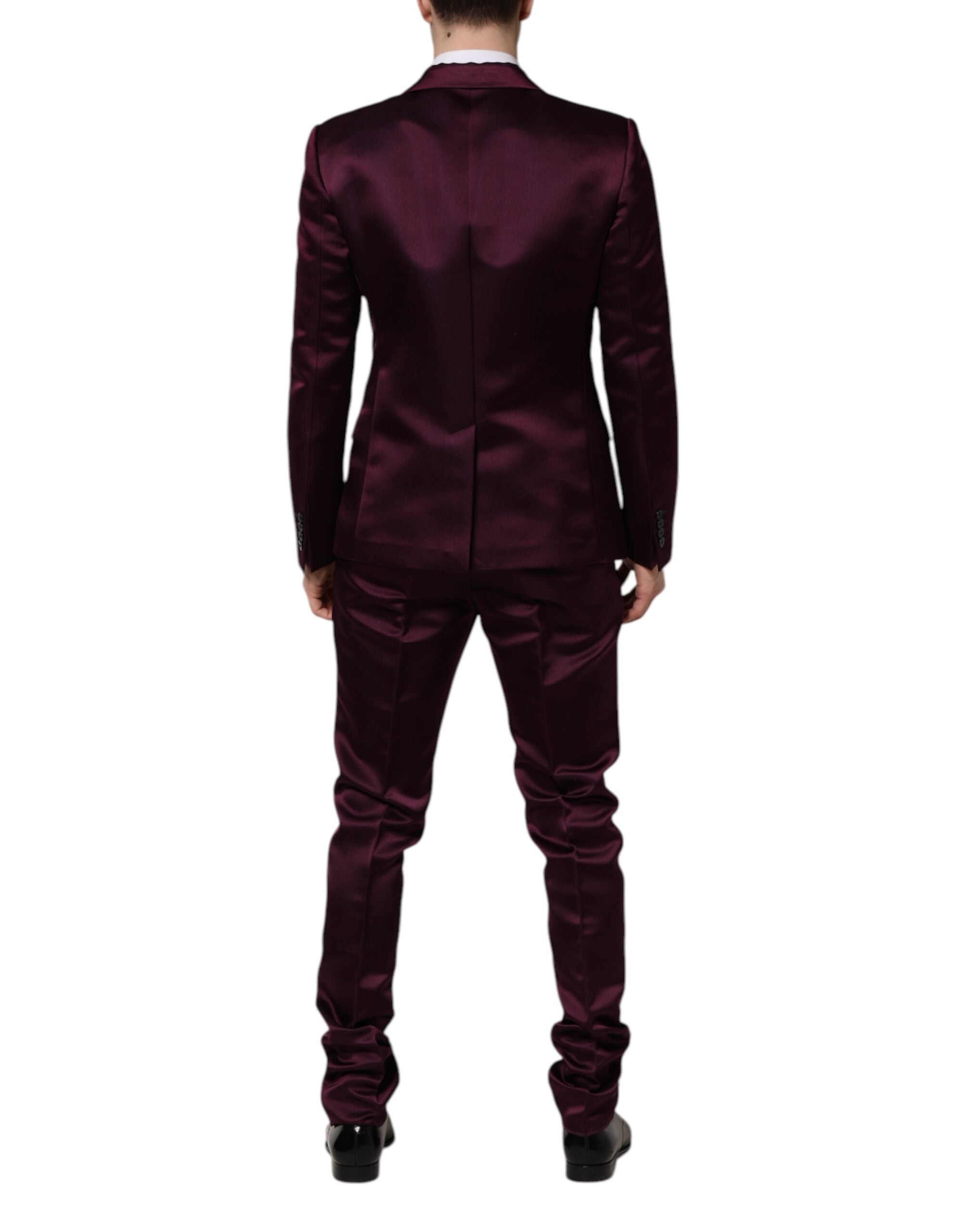 Dark Purple Silk 3Piece Single Breasted Suit - ventzia