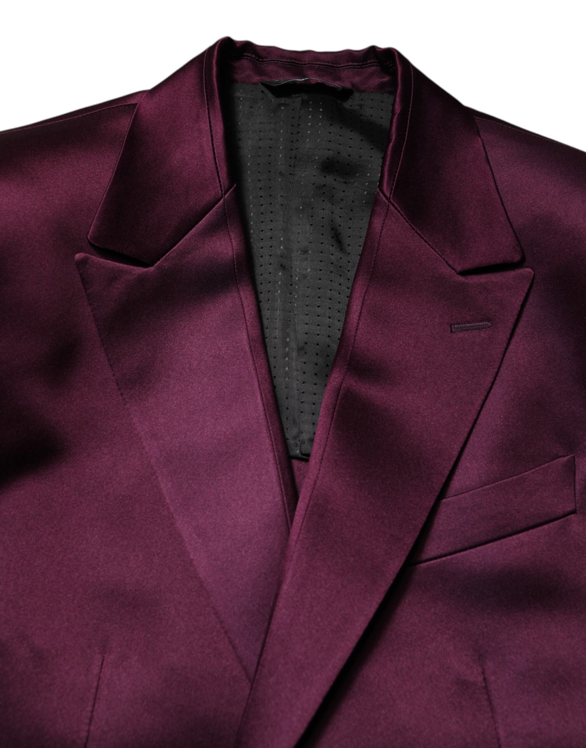 Dark Purple Silk 3Piece Single Breasted Suit - ventzia