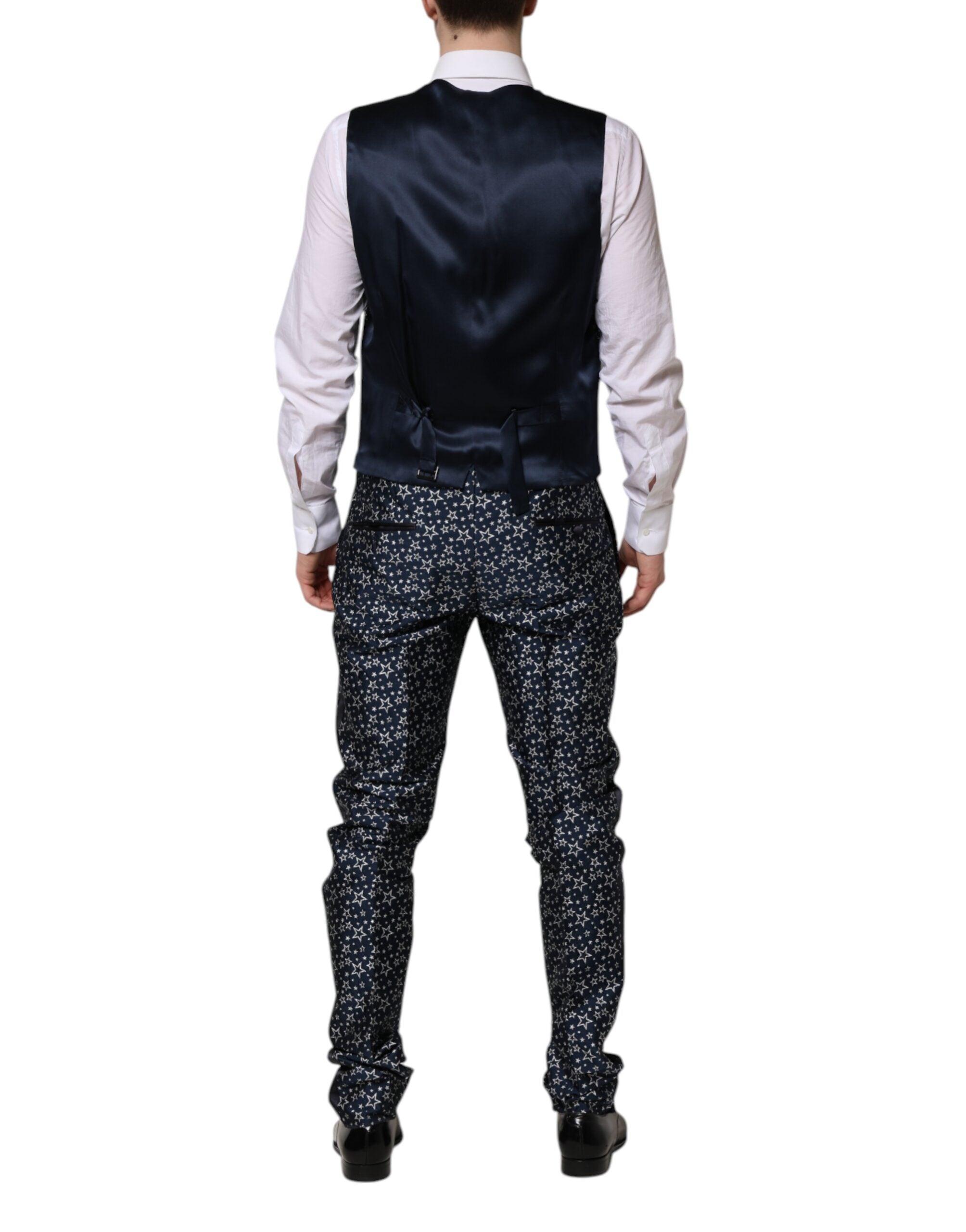 Blue MARTINI Star Jacquard 3 Piece Suit - ventzia