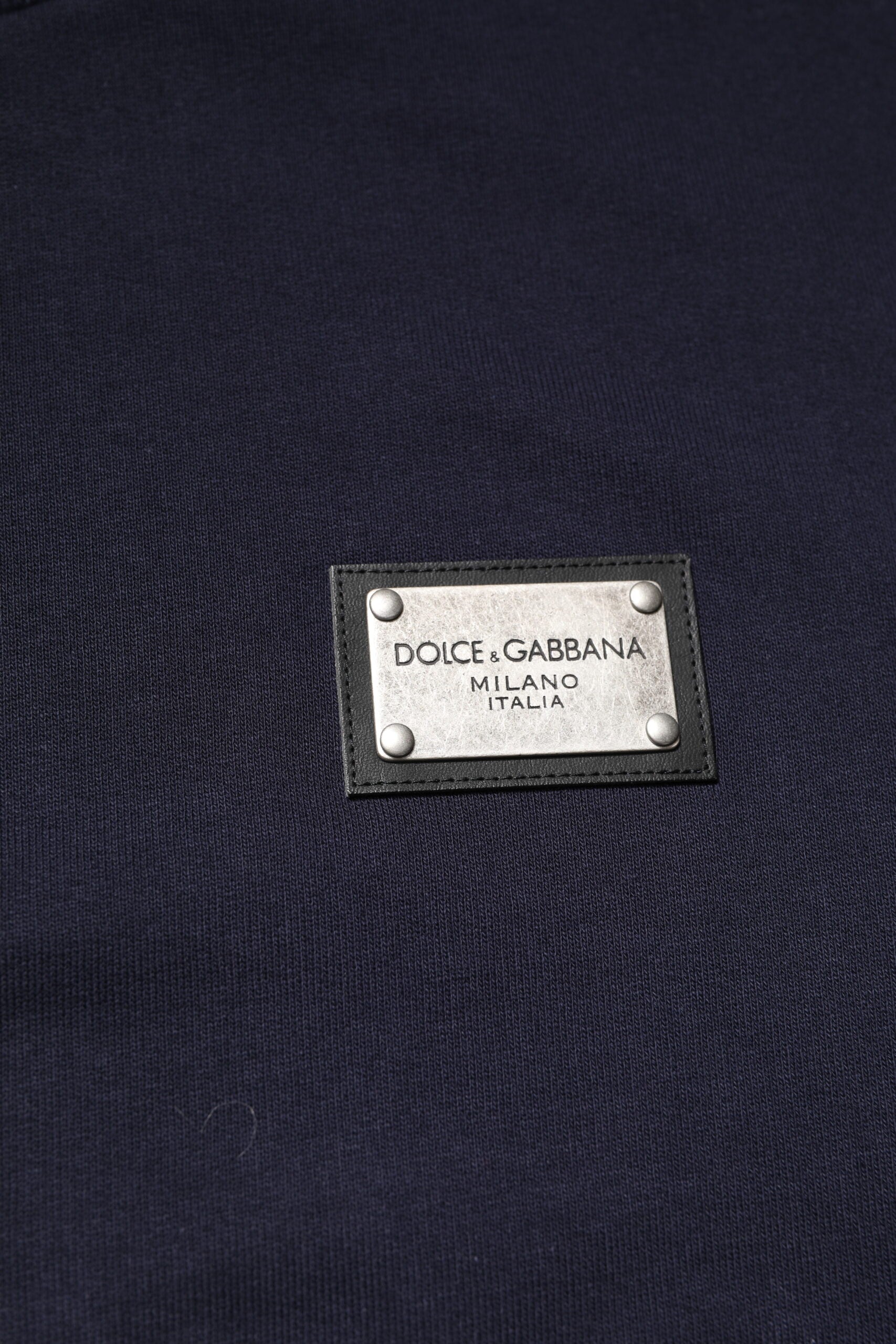 Dark Blue Logo Crew Neck Pullover Sweater - ventzia