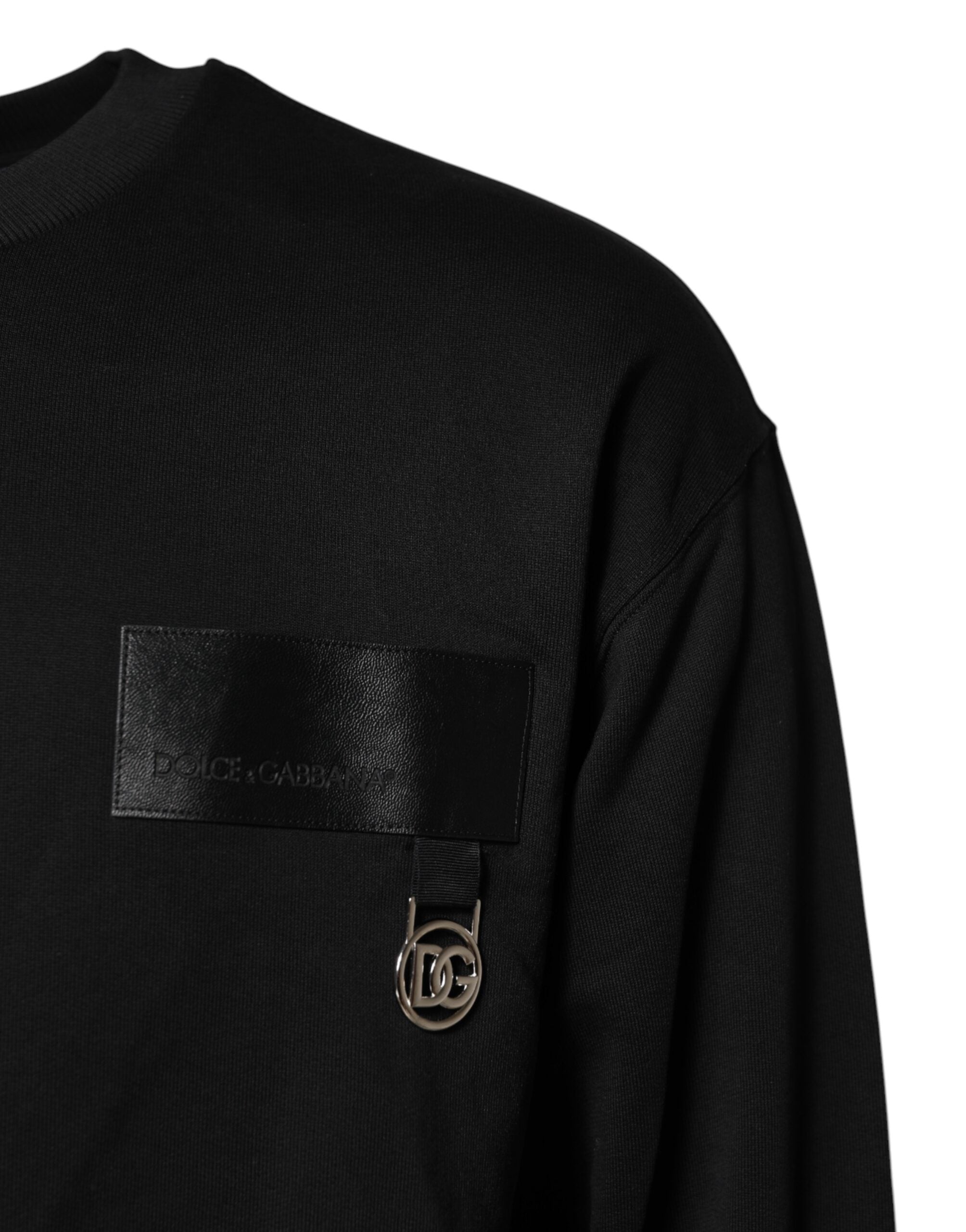 Black DG Logo Crew Neck Sweatshirt Sweater - ventzia