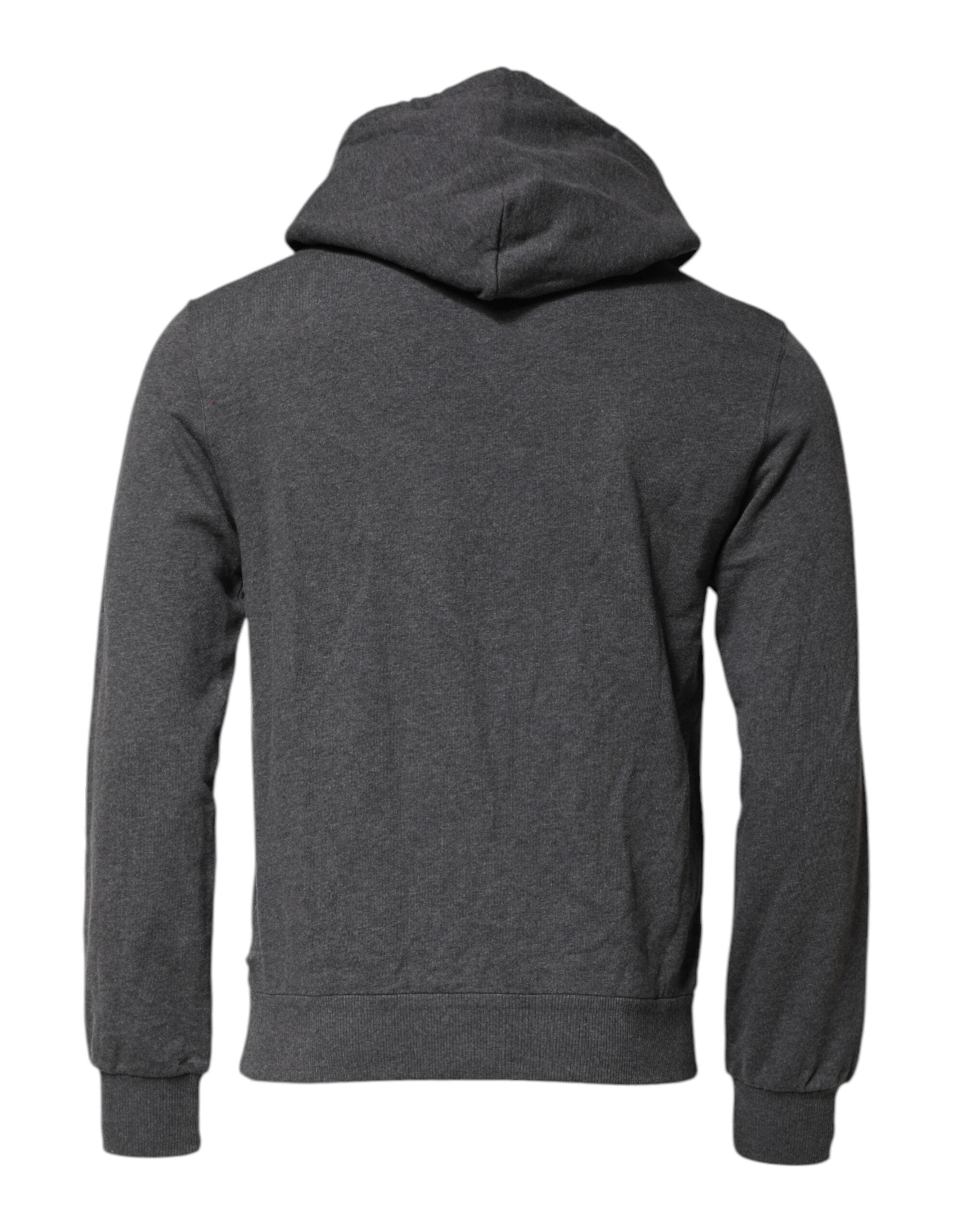 Gray Logo Patch Hooded Sweatshirt Sweater - ventzia