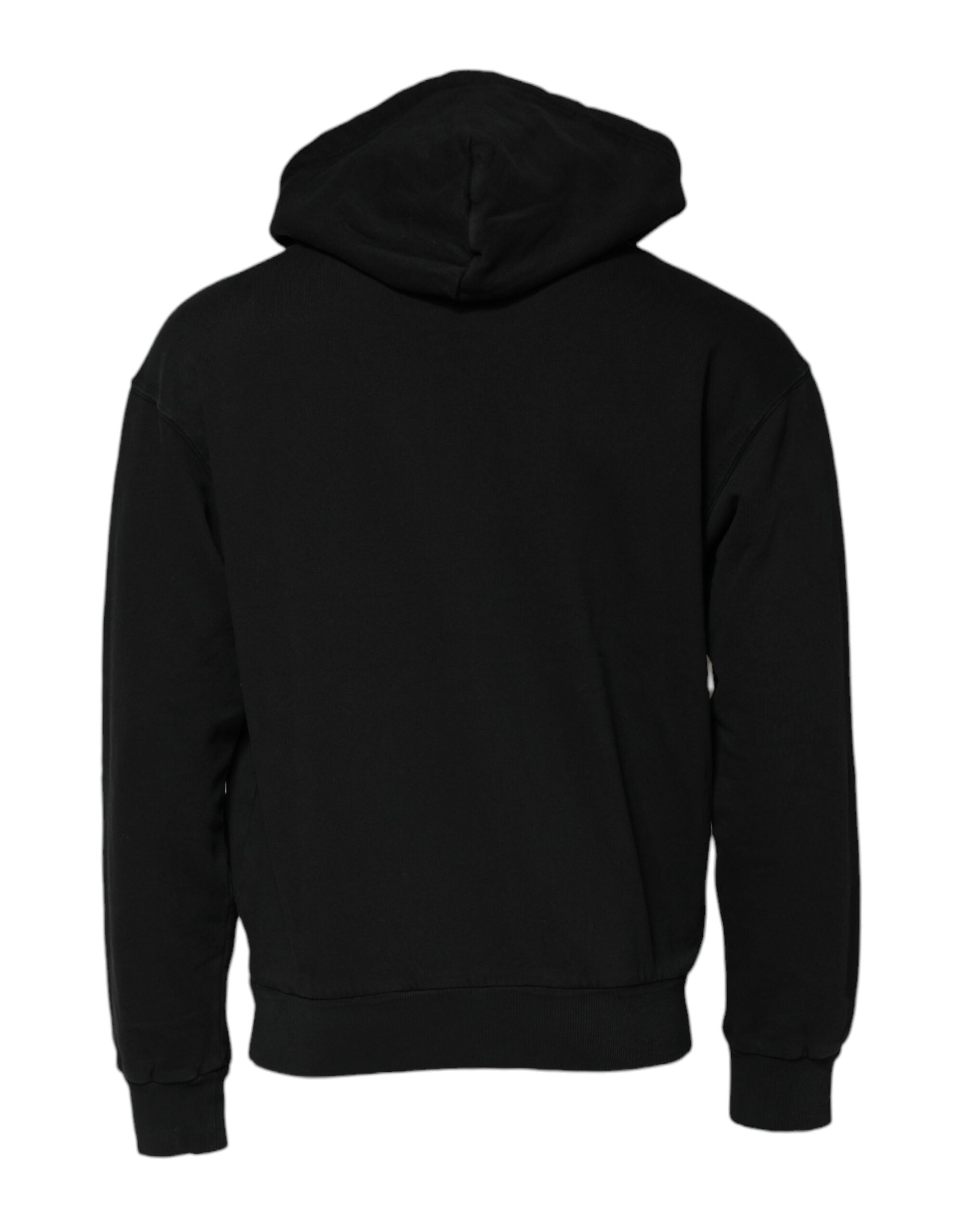 Black Logo Full Zip Hooded Men Sweatshirt Sweater - ventzia