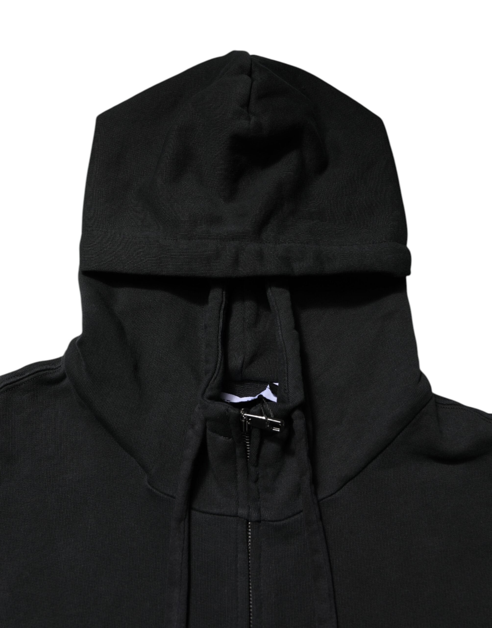 Black Logo Full Zip Hooded Men Sweatshirt Sweater - ventzia