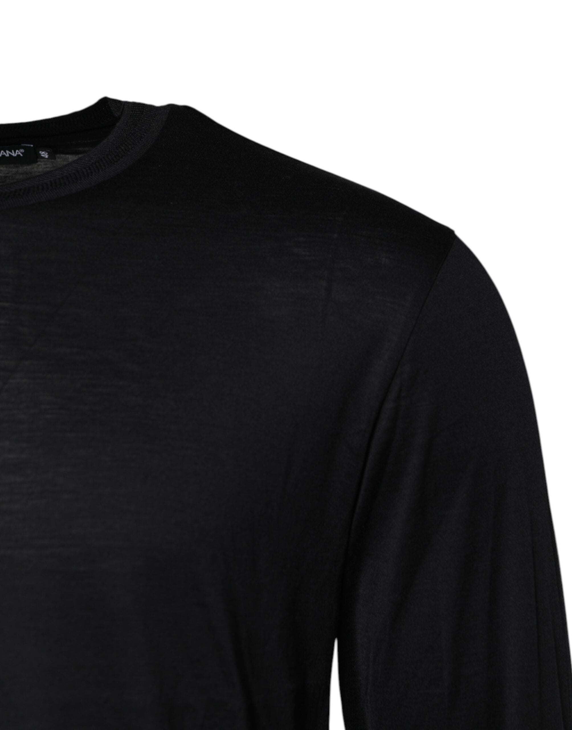 Dark Blue Silk Crew Neck Men Pullover Sweater - ventzia
