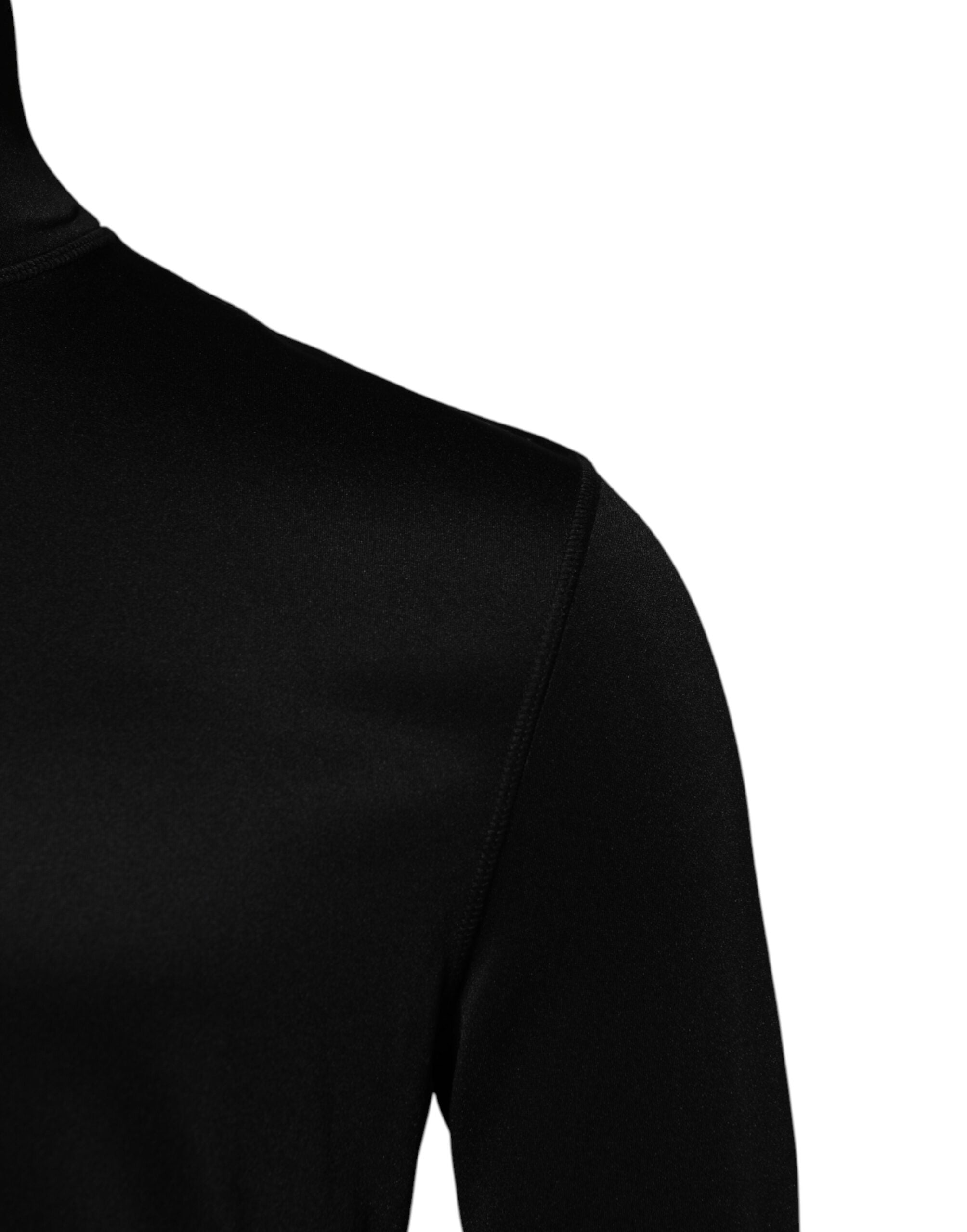 Black Polyester Turtleneck Pullover Sweater - ventzia