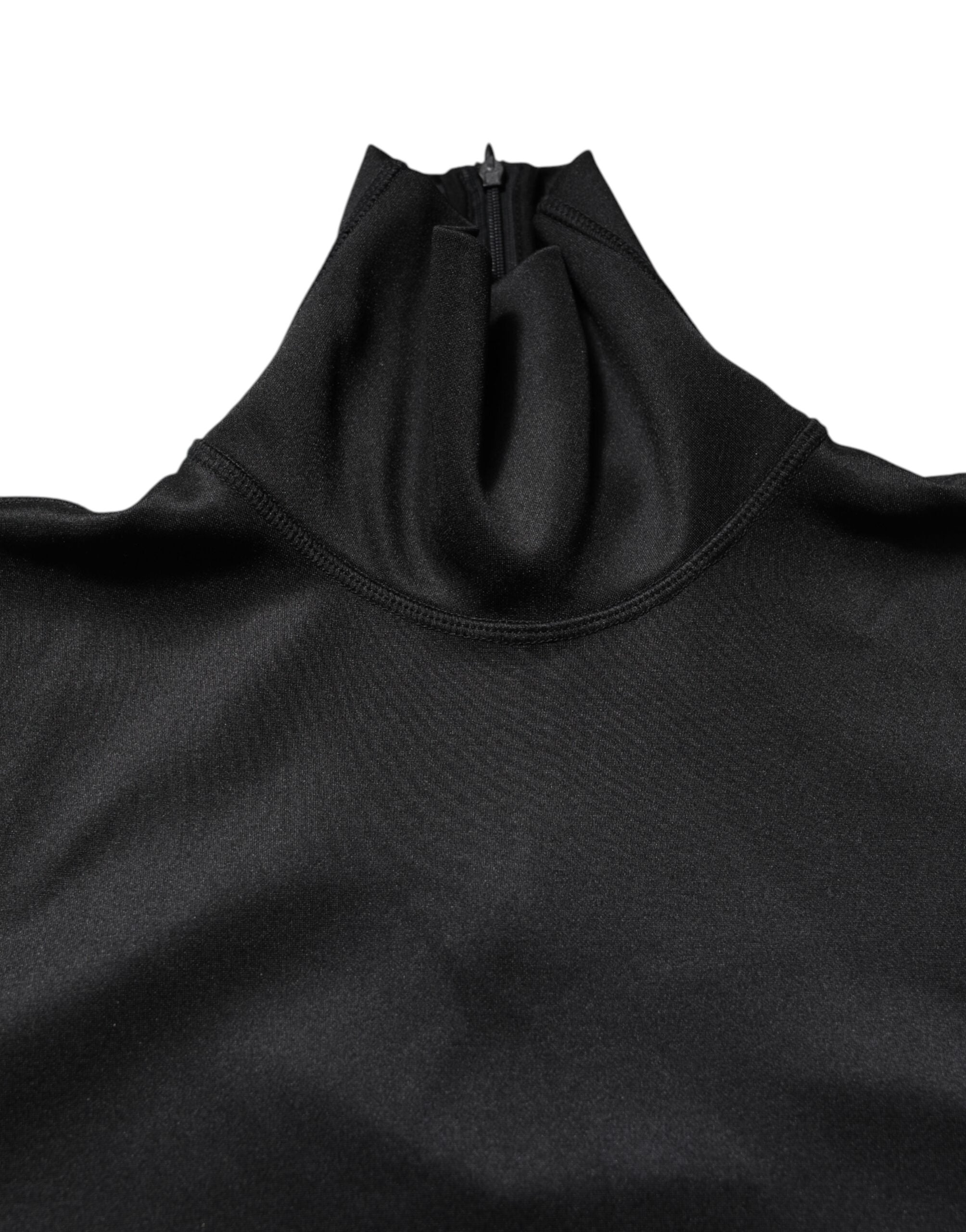 Black Polyester Turtleneck Pullover Sweater - ventzia