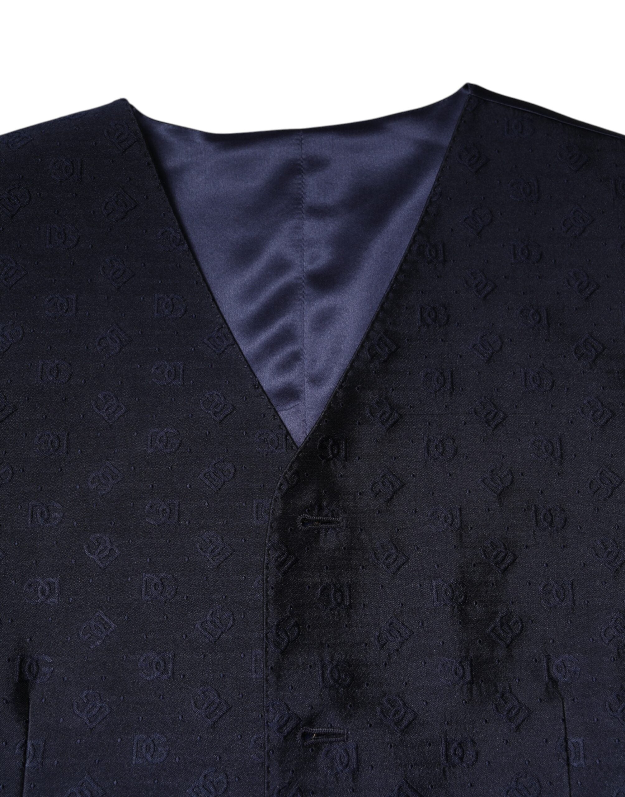 Dark Blue Logo Wool Formal Men Waistcoat Vest - ventzia