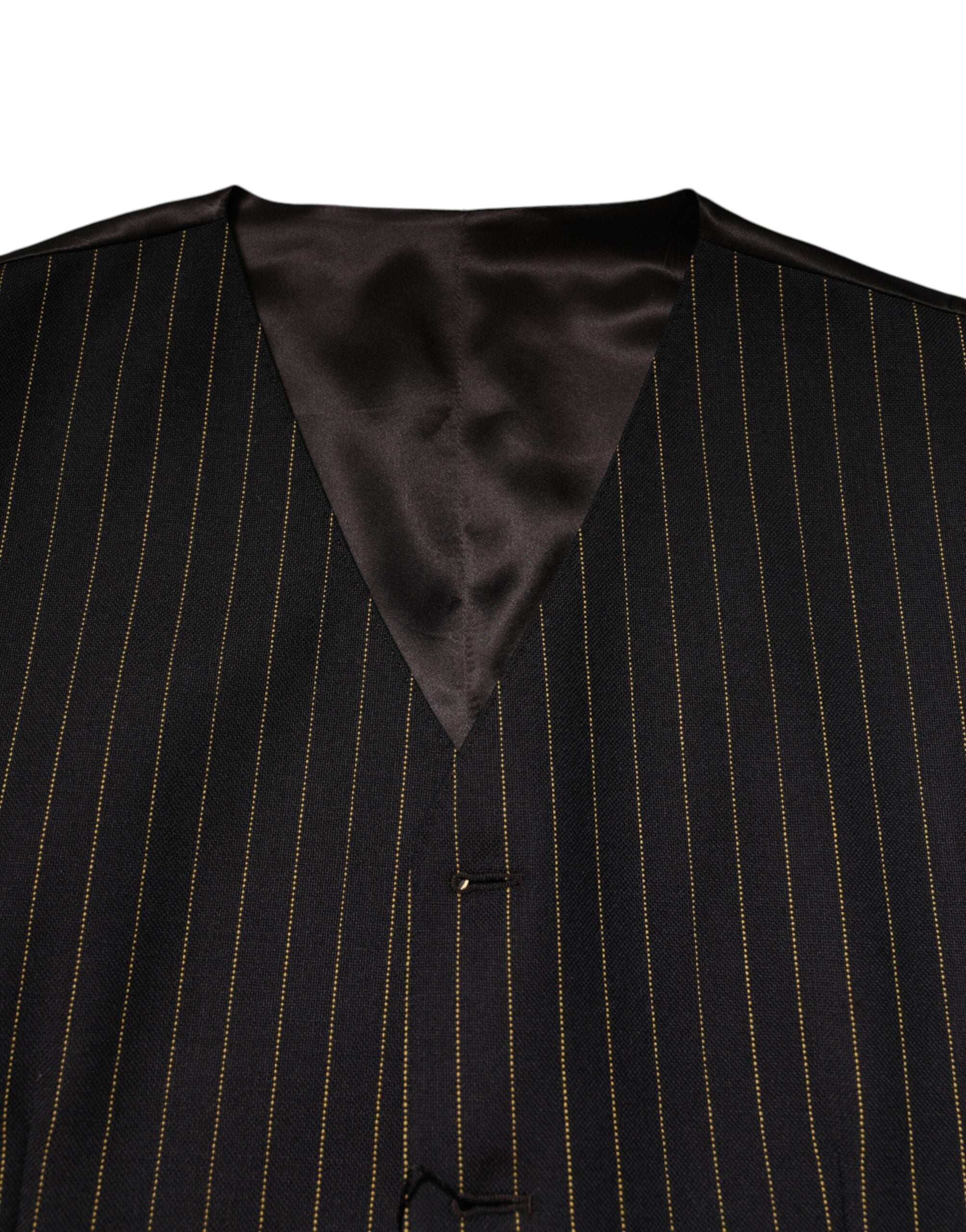 Black Stripes Wool Formal Men Waistcoat Vest - ventzia