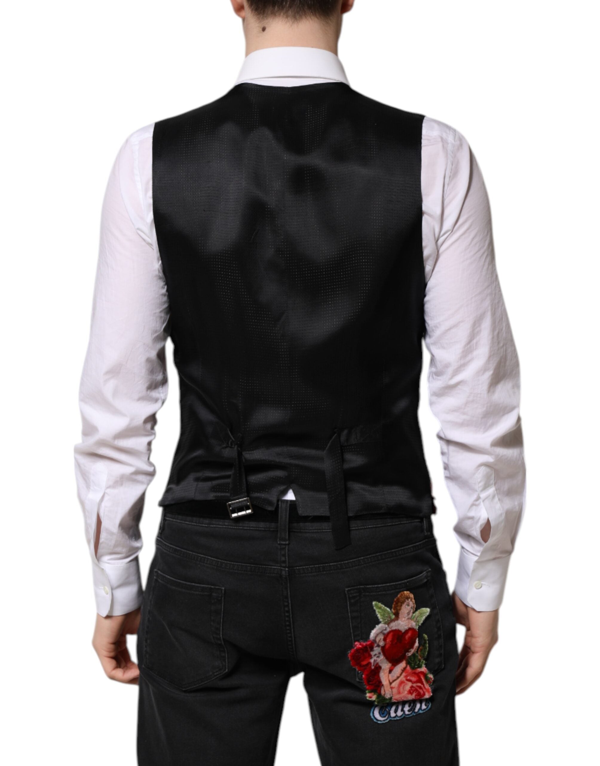 Red Sequined Dress Formal Men Waistcoat Vest - ventzia