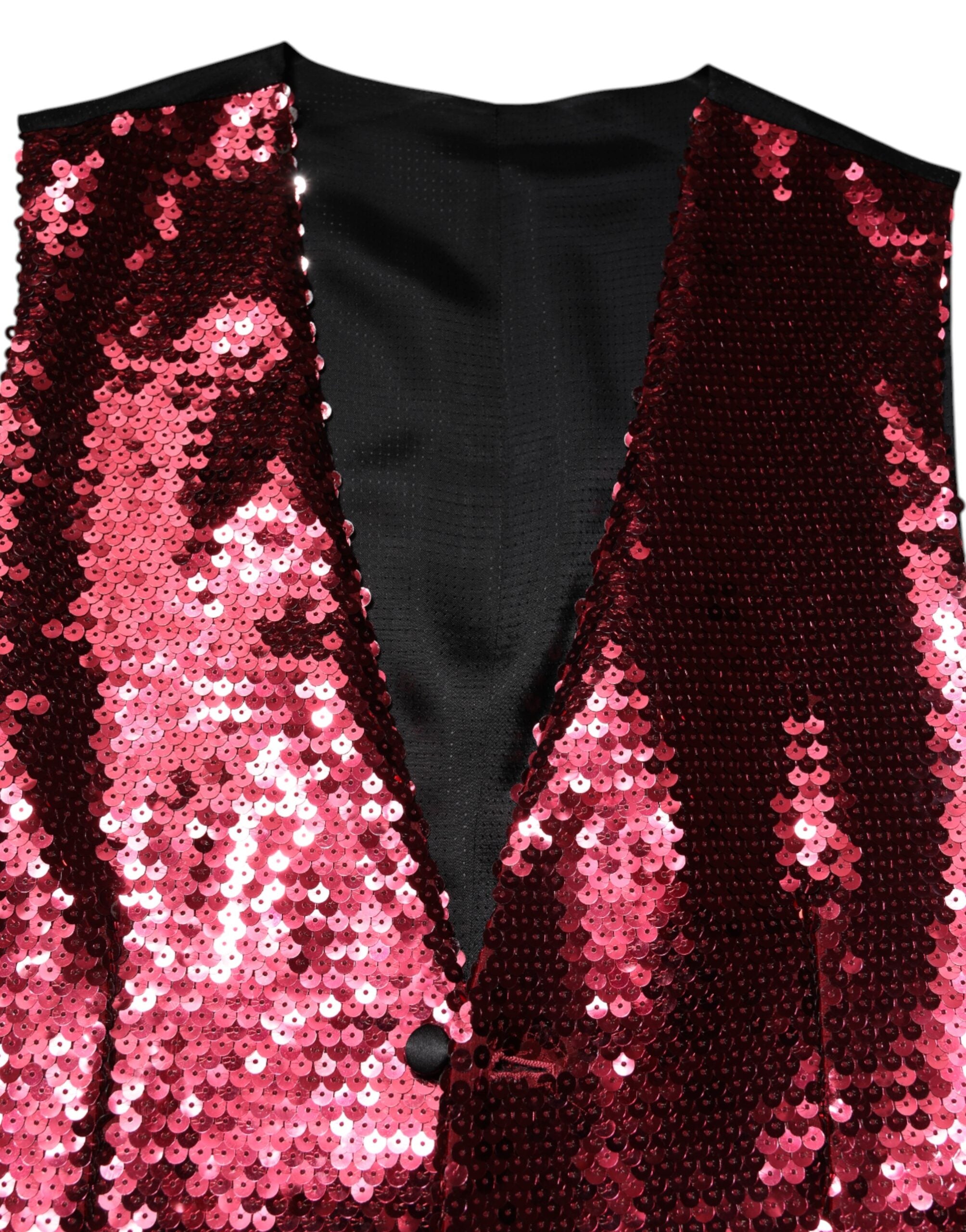 Red Sequined Dress Formal Men Waistcoat Vest - ventzia