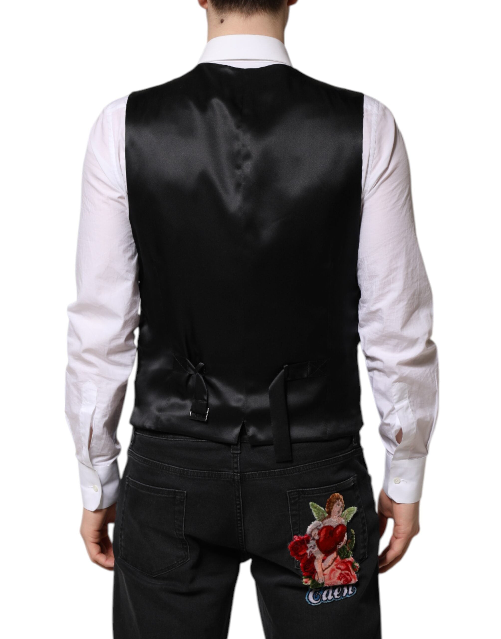 Pink Floral Satin Formal Men Waistcoat Vest - ventzia