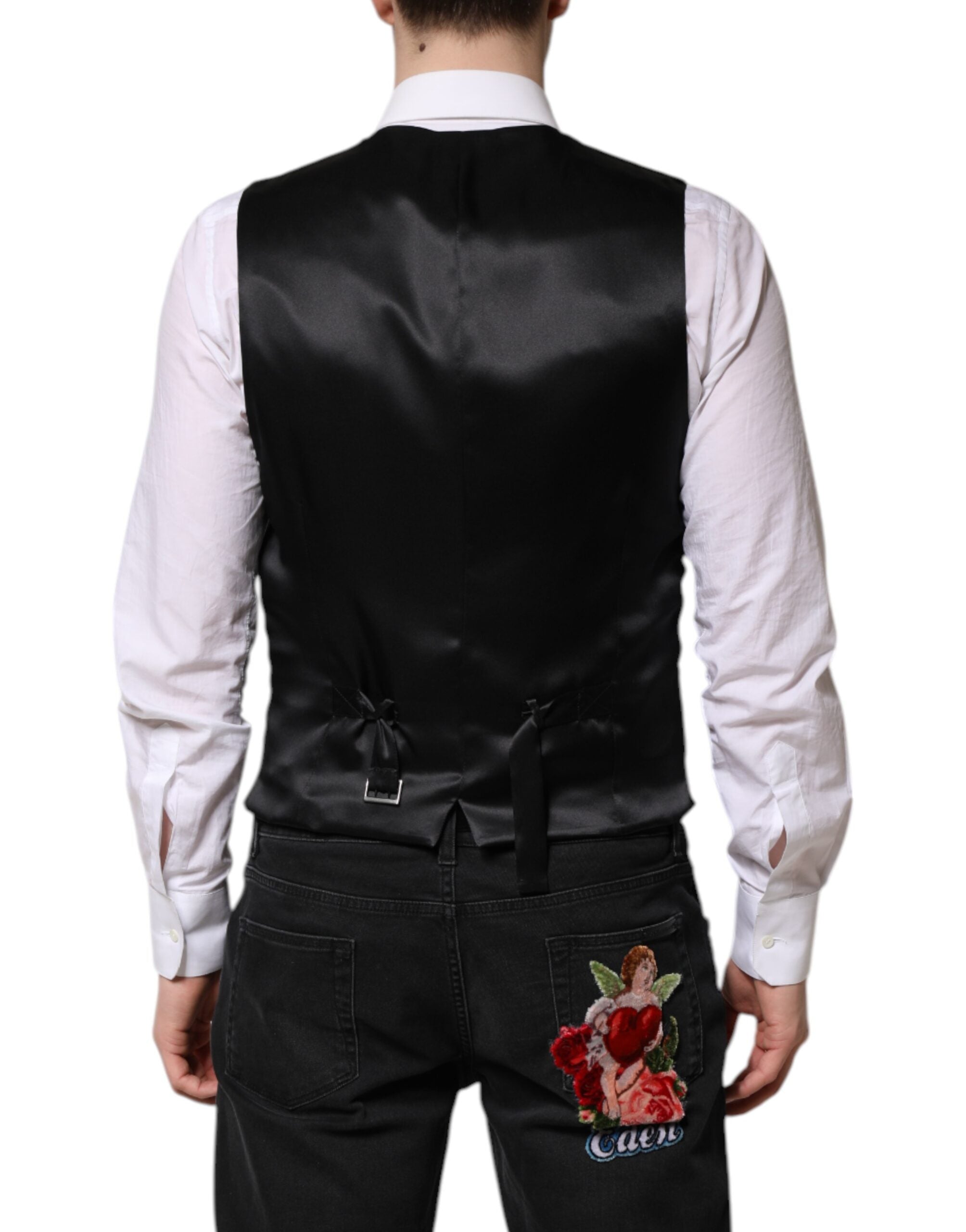 Red Floral Brocade Formal Men Waistcoat Vest - ventzia