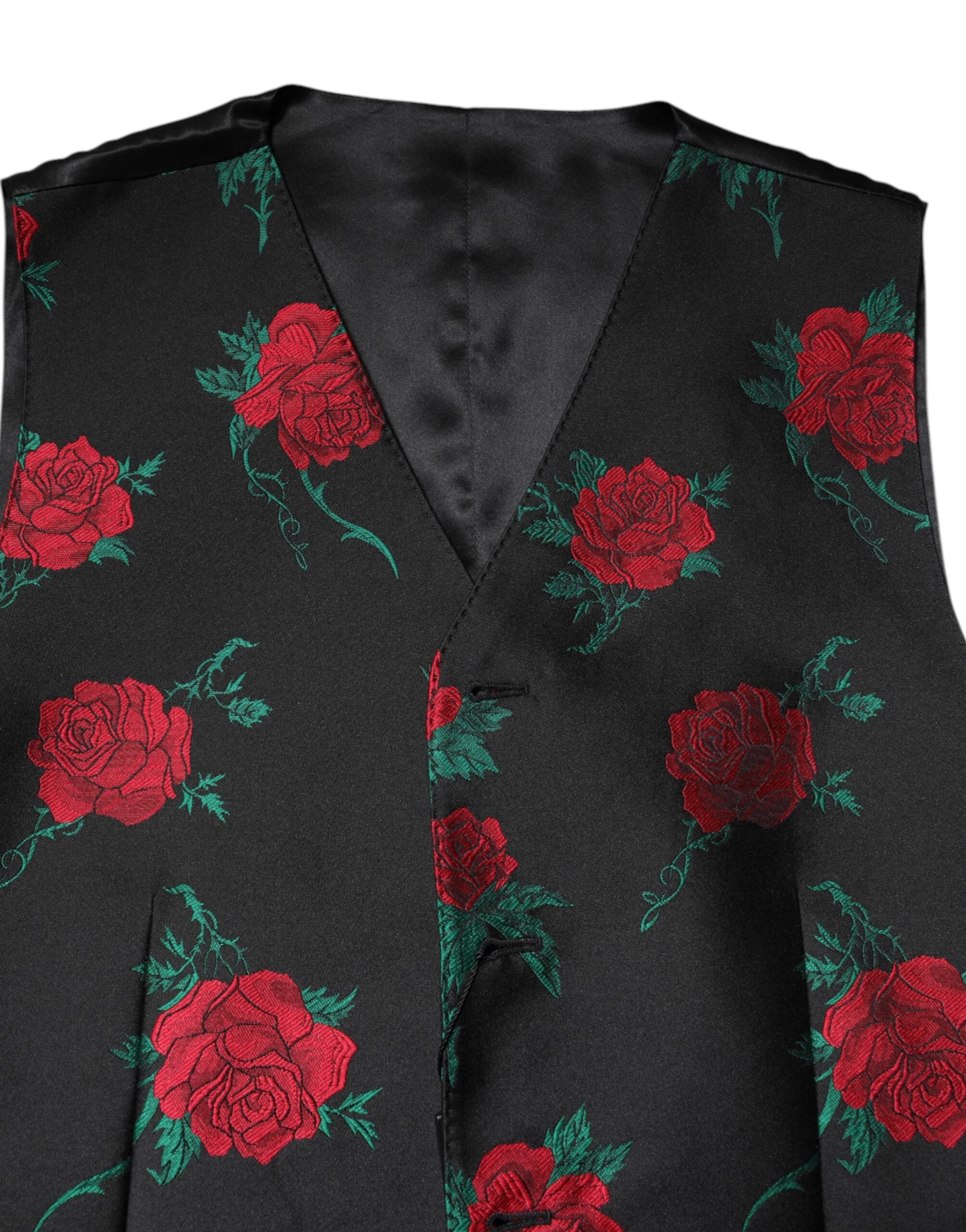 Red Floral Brocade Formal Men Waistcoat Vest - ventzia