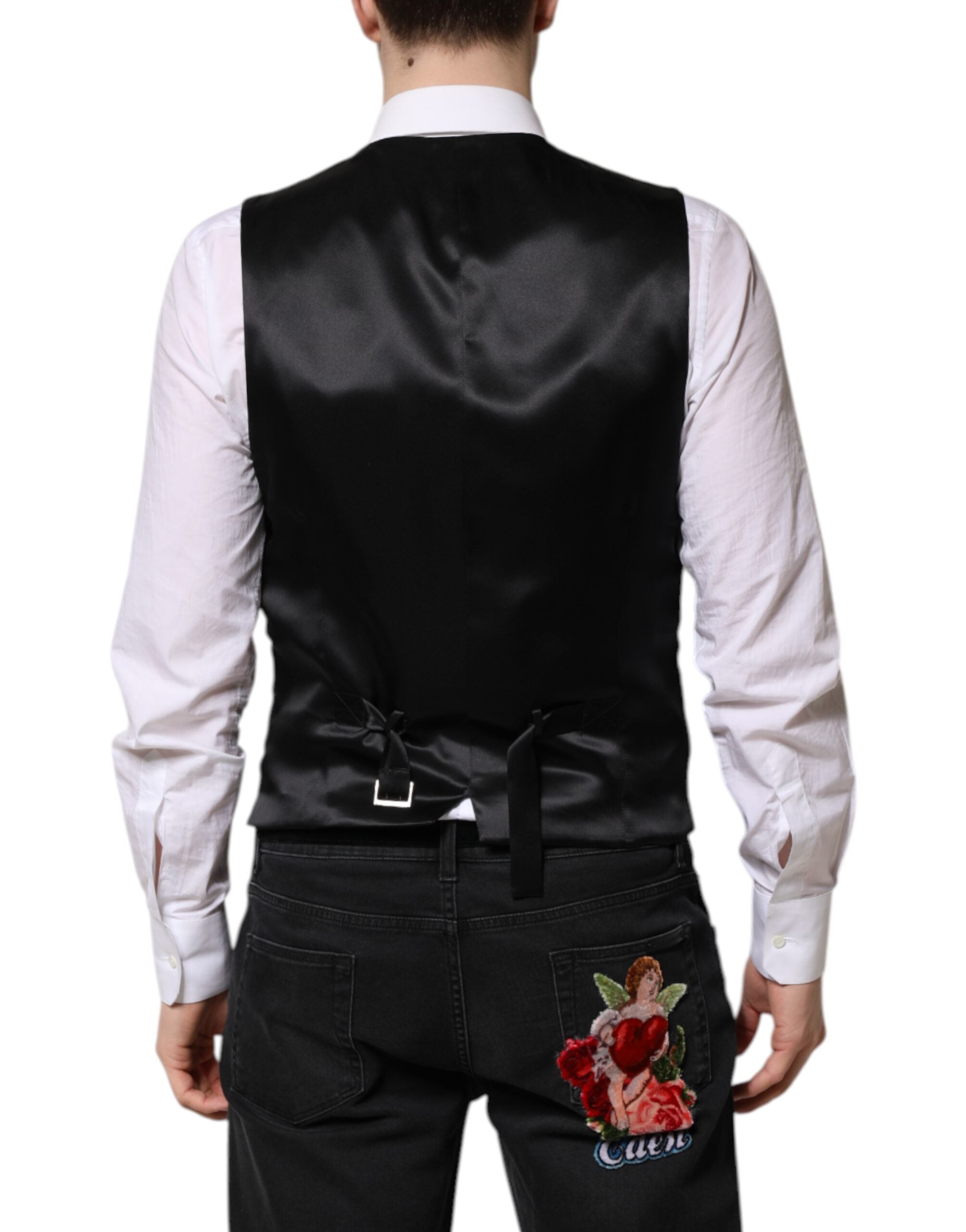 Red Black Stripe Dress Formal Waistcoat Vest - ventzia