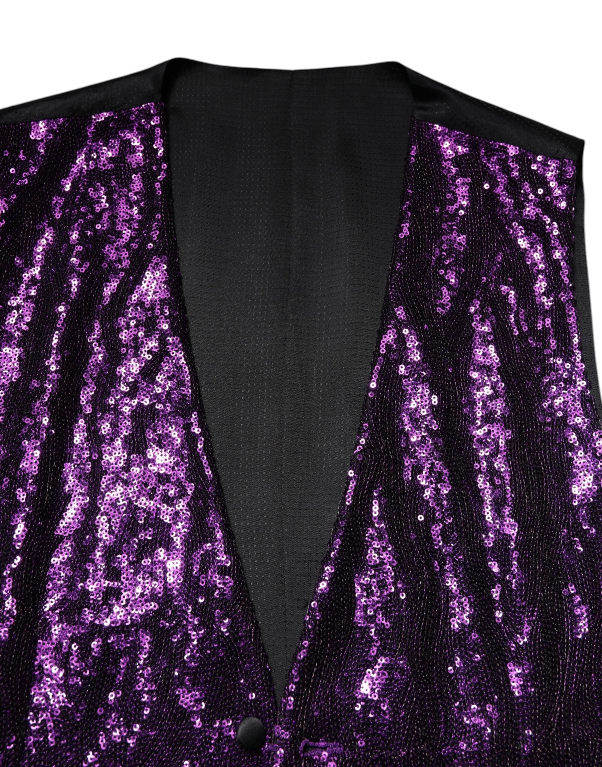 Purple Sequined Dress Formal Waistcoat Vest - ventzia