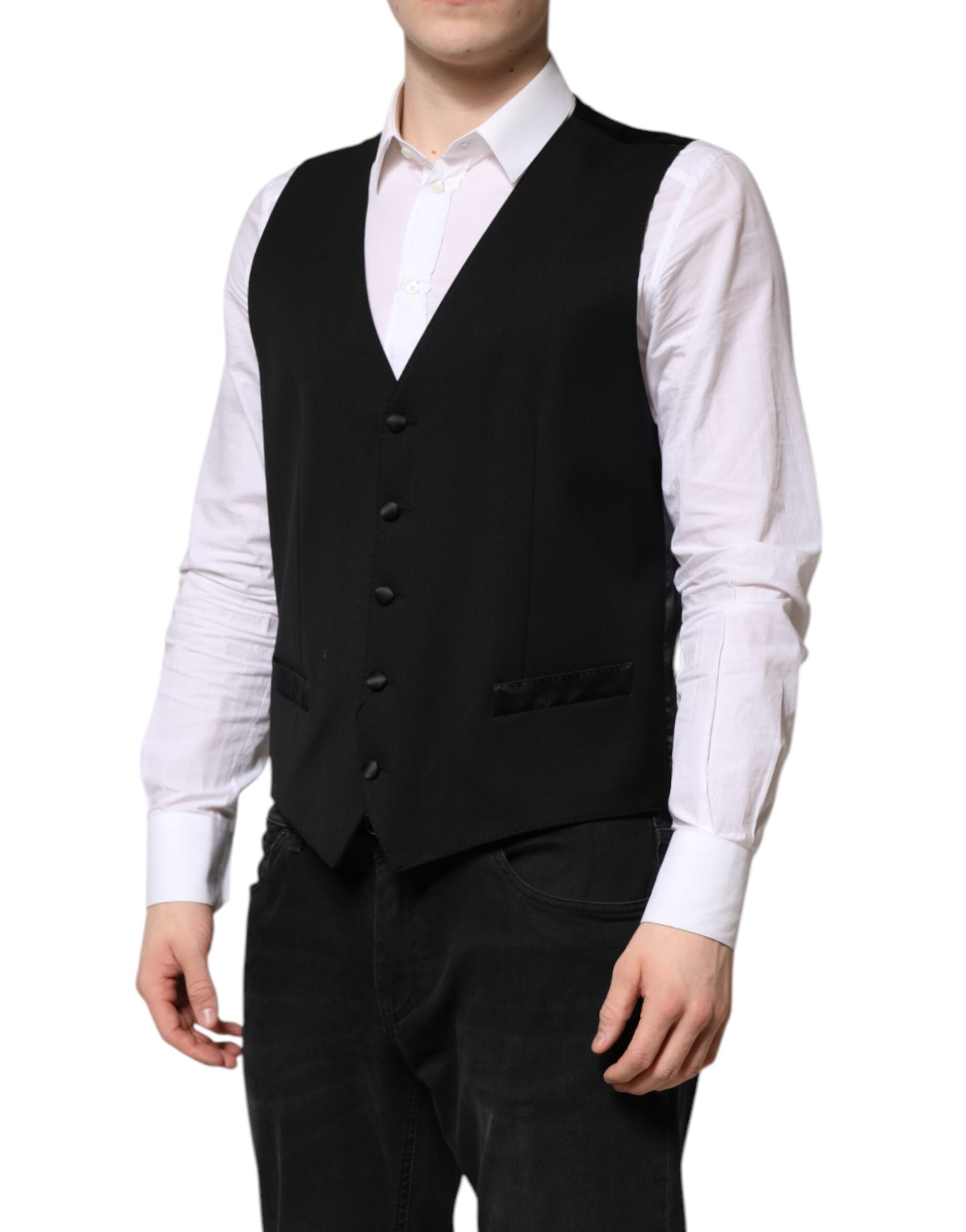 Black Wool Dress Formal Men Waistcoat Vest - ventzia