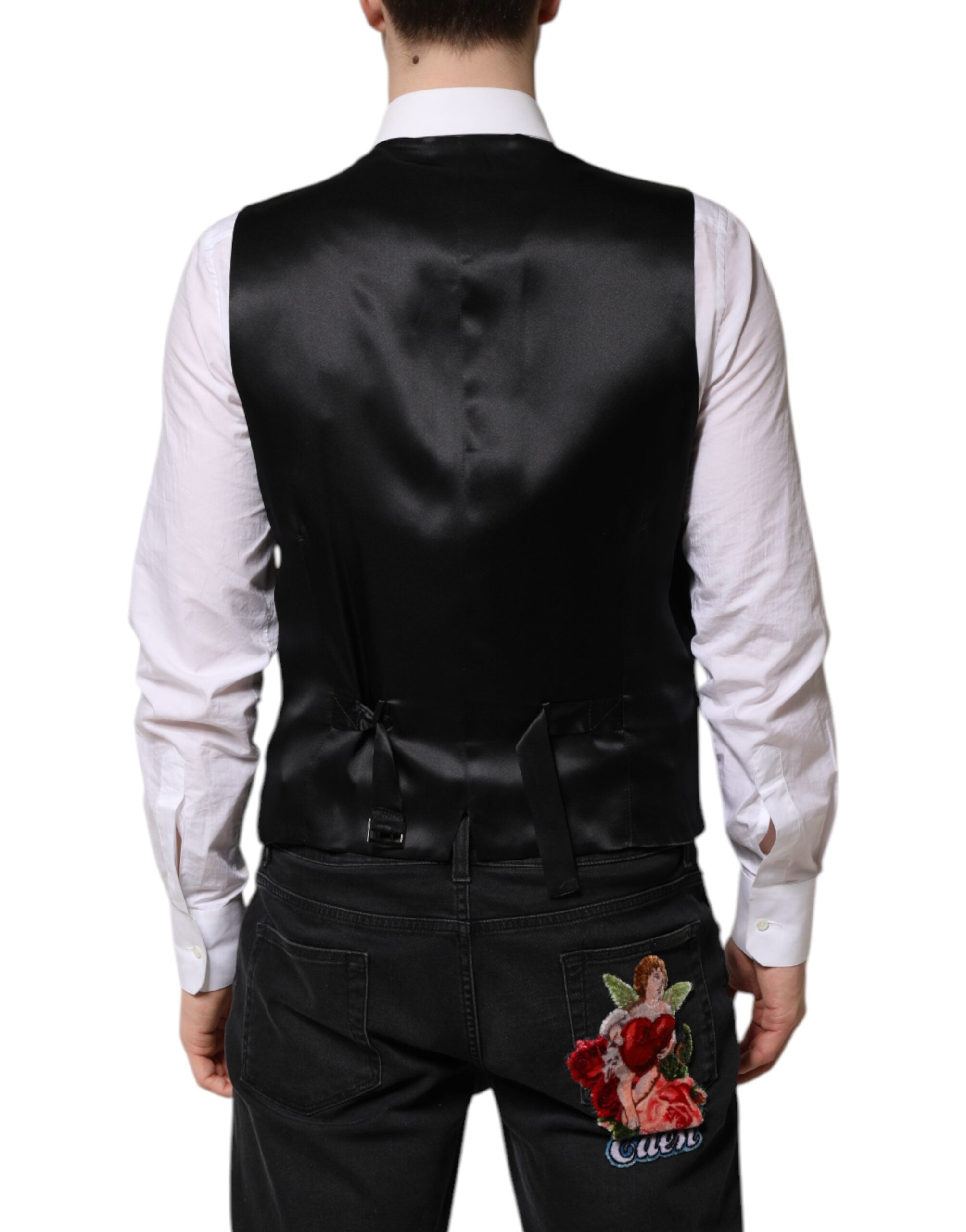 Black Wool Dress Formal Men Waistcoat Vest - ventzia