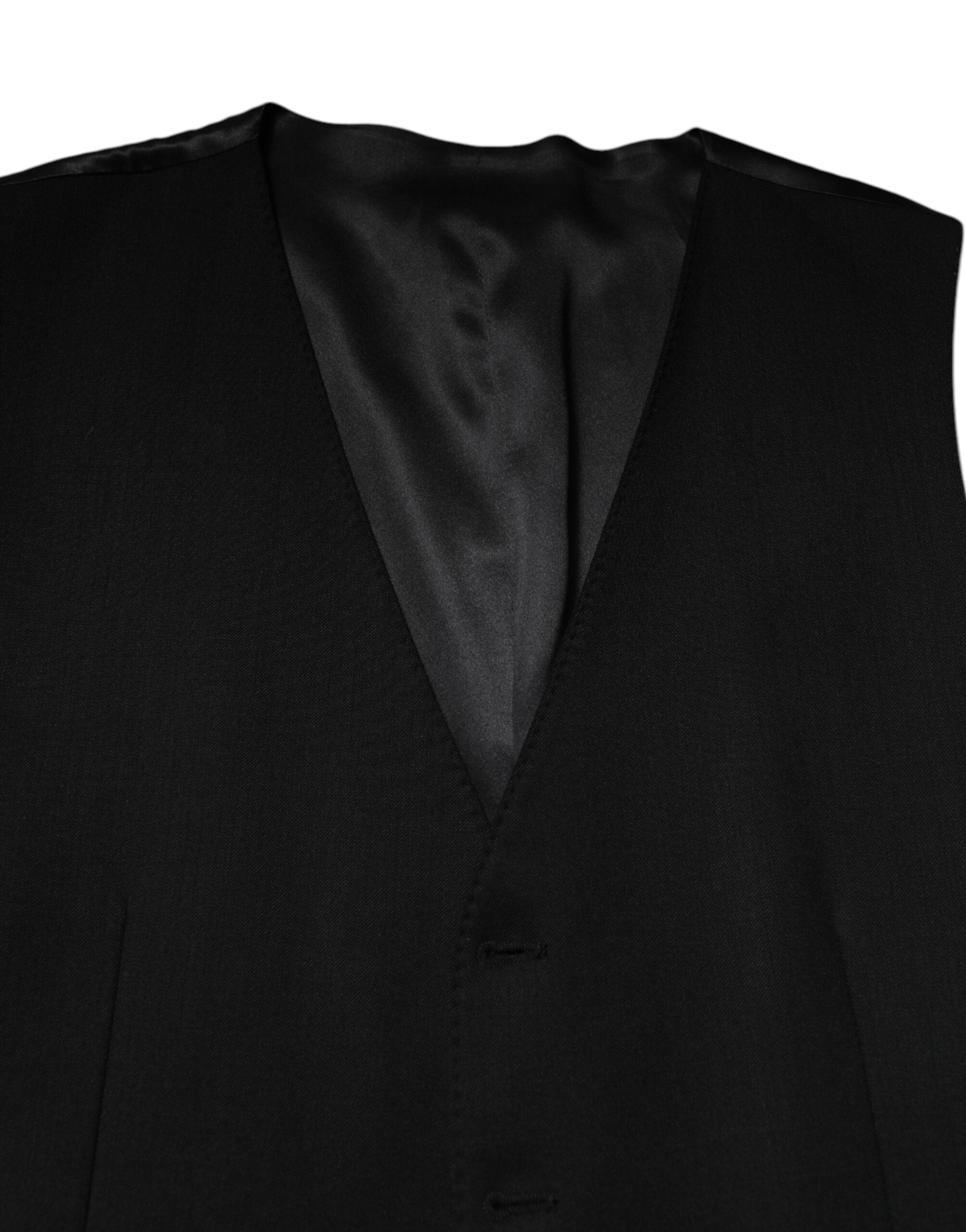 Black Wool Dress Formal Men Waistcoat Vest - ventzia