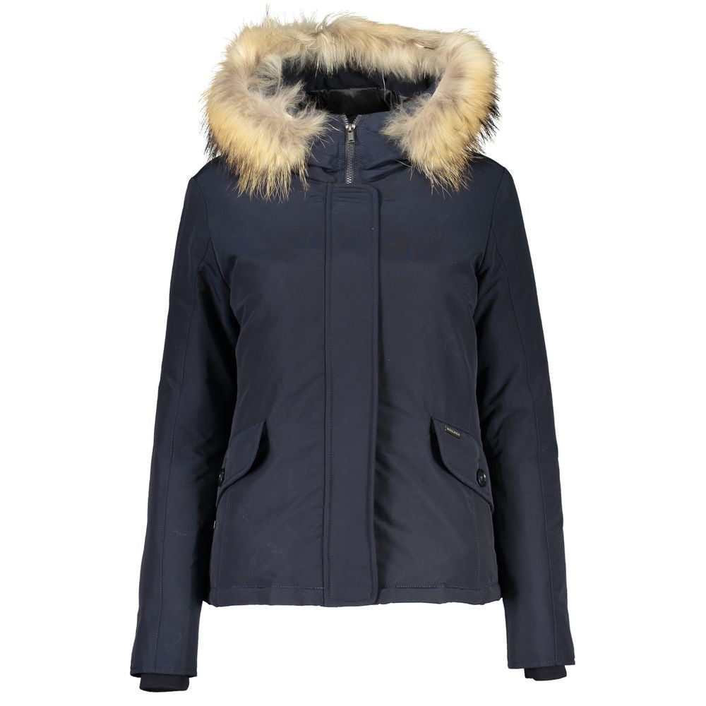 Blue Cotton Women's Jacket with Hood