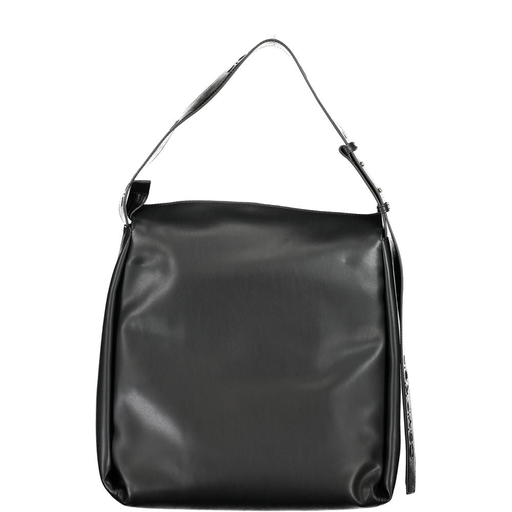 Black Polyester Handbag - ventzia