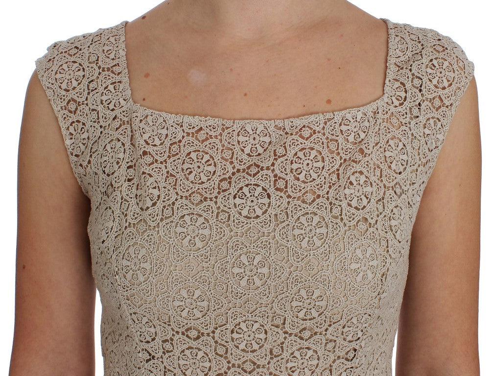 Elegant Beige Floral Cutout Maxi Dress - ventzia