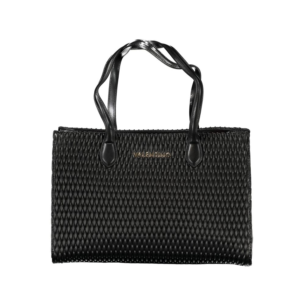 Black Polyurethane Women Shoulder Bag - ventzia