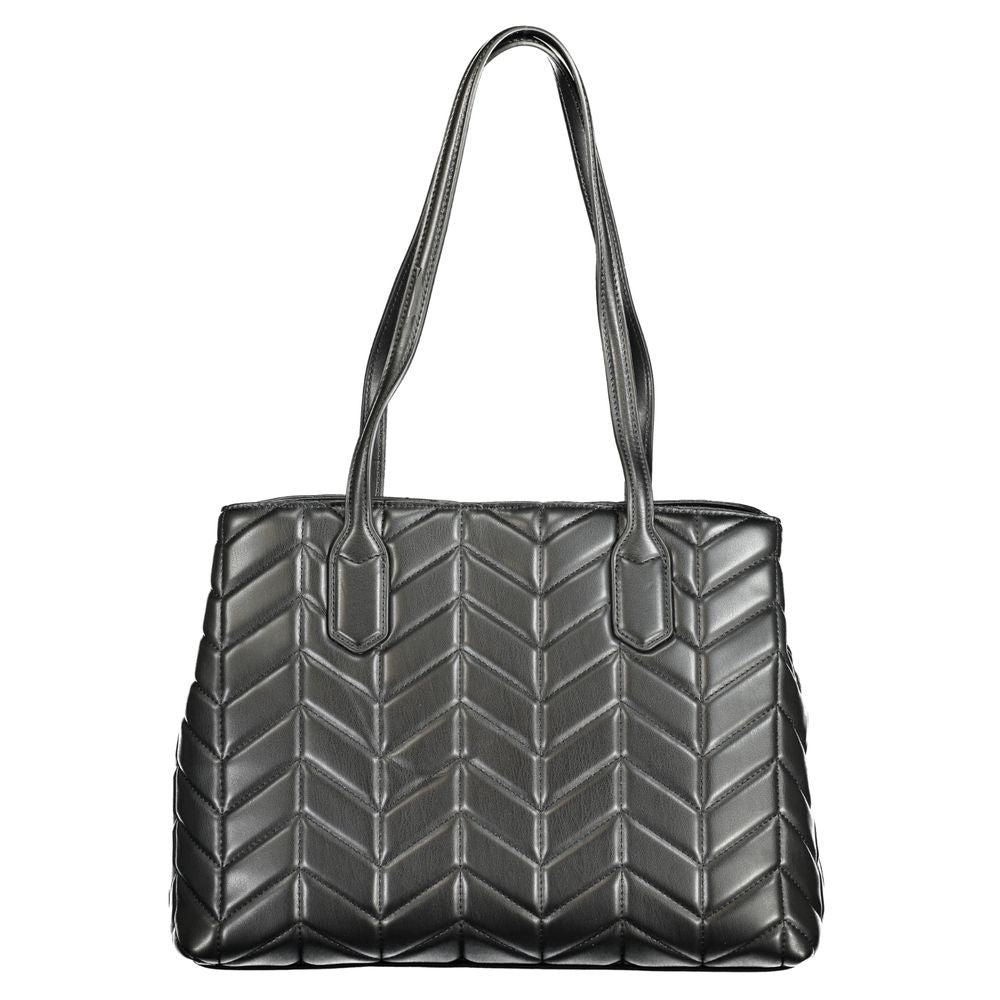 Black Polyurethane Women's Handbag - ventzia