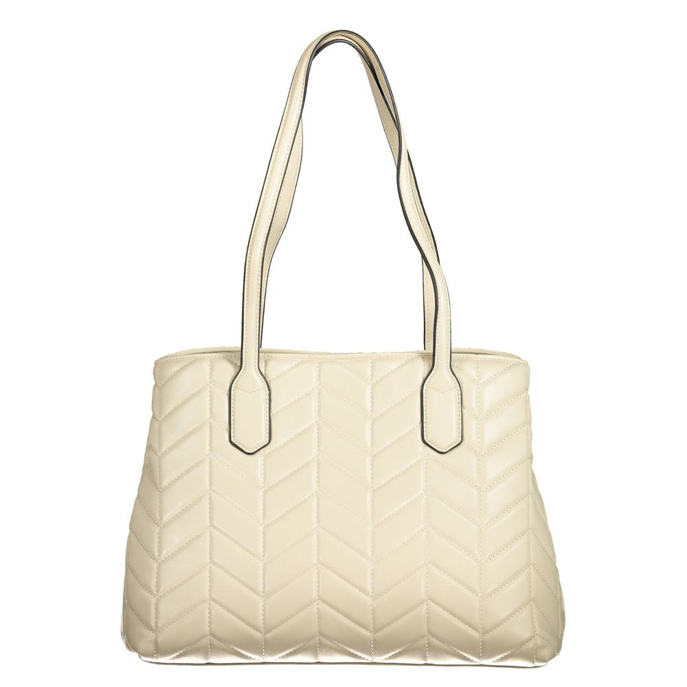 Beige Polyurethane Women's Handbag - ventzia
