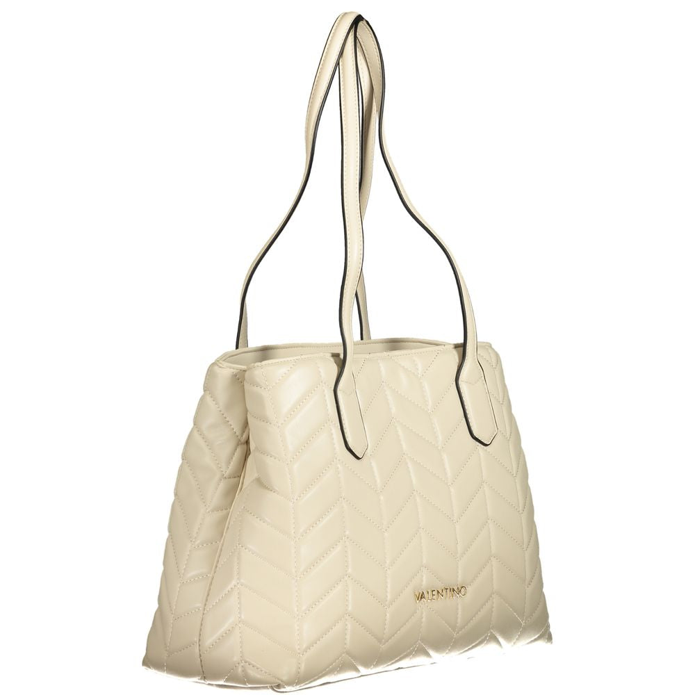 Beige Polyethylene Women Handbag
