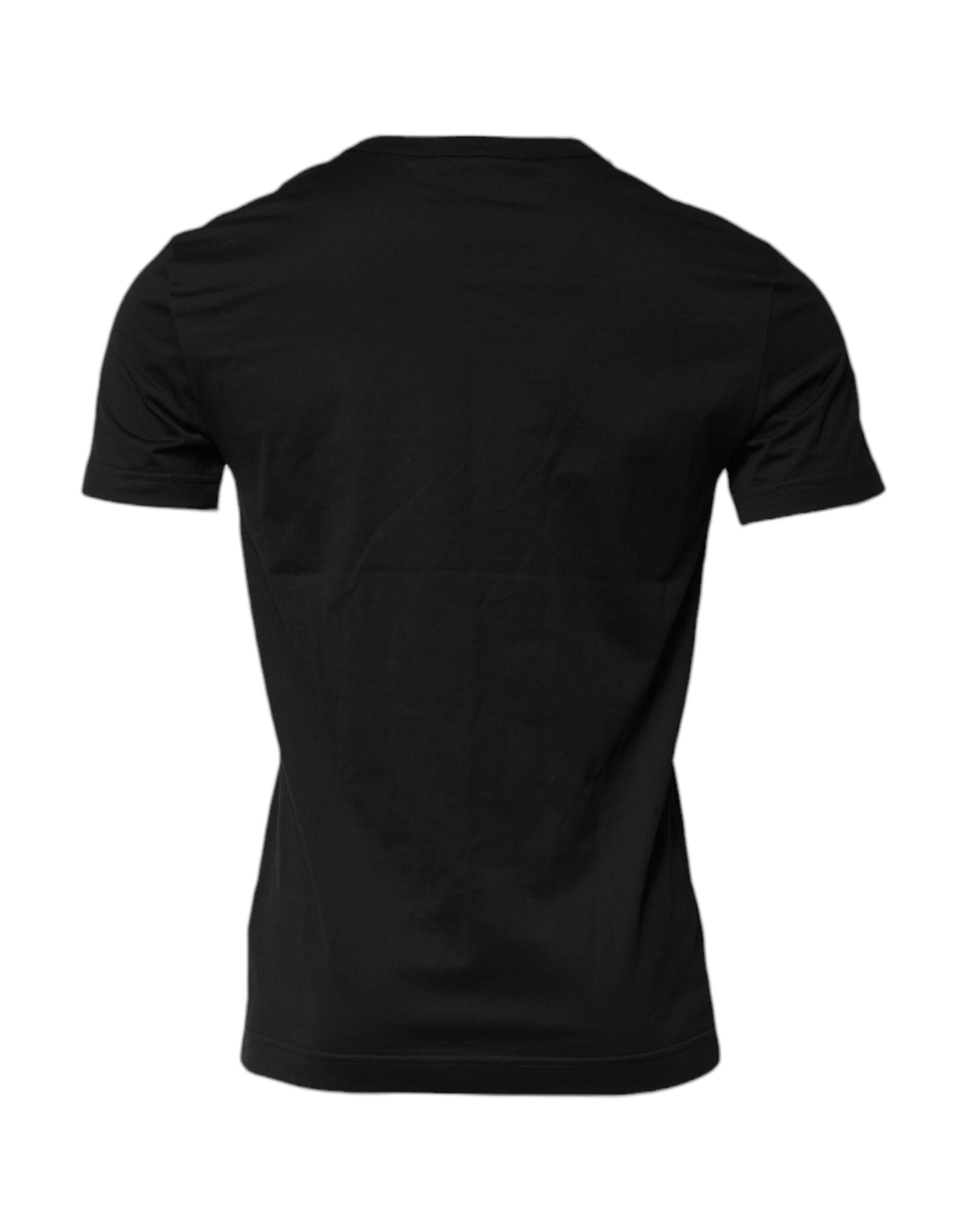 Black Cotton Short Sleeves Round Neck T-shirt - ventzia