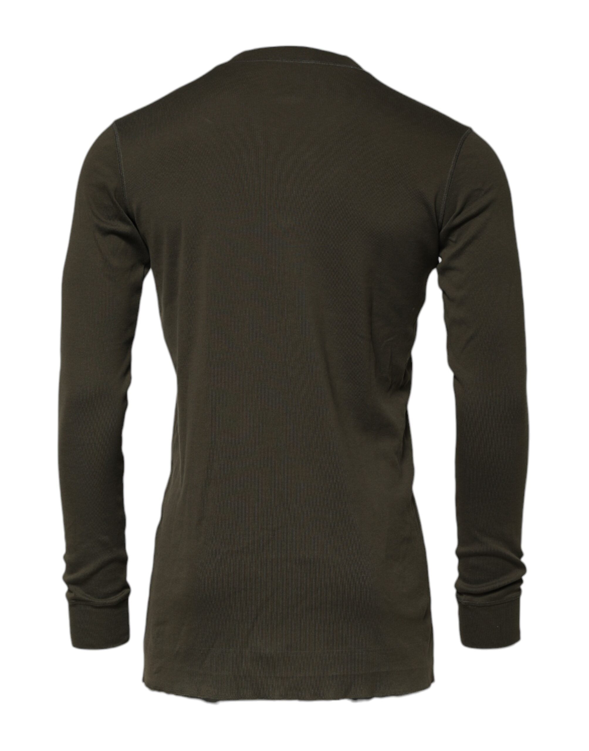 Dark Green Long Sleeves Crew Neck T-shirt - ventzia