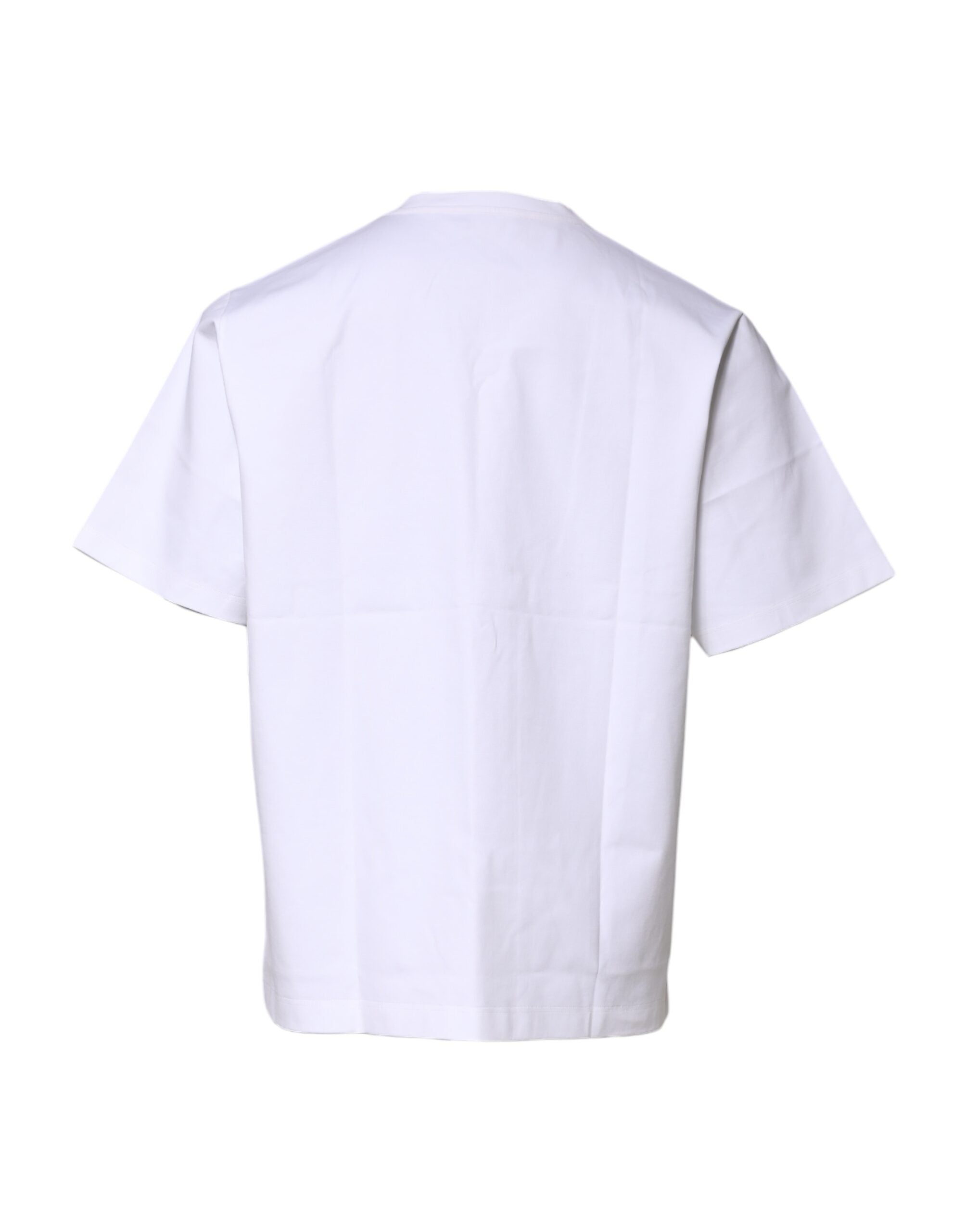 White Cotton Short Sleeves Crew Neck T-shirt - ventzia