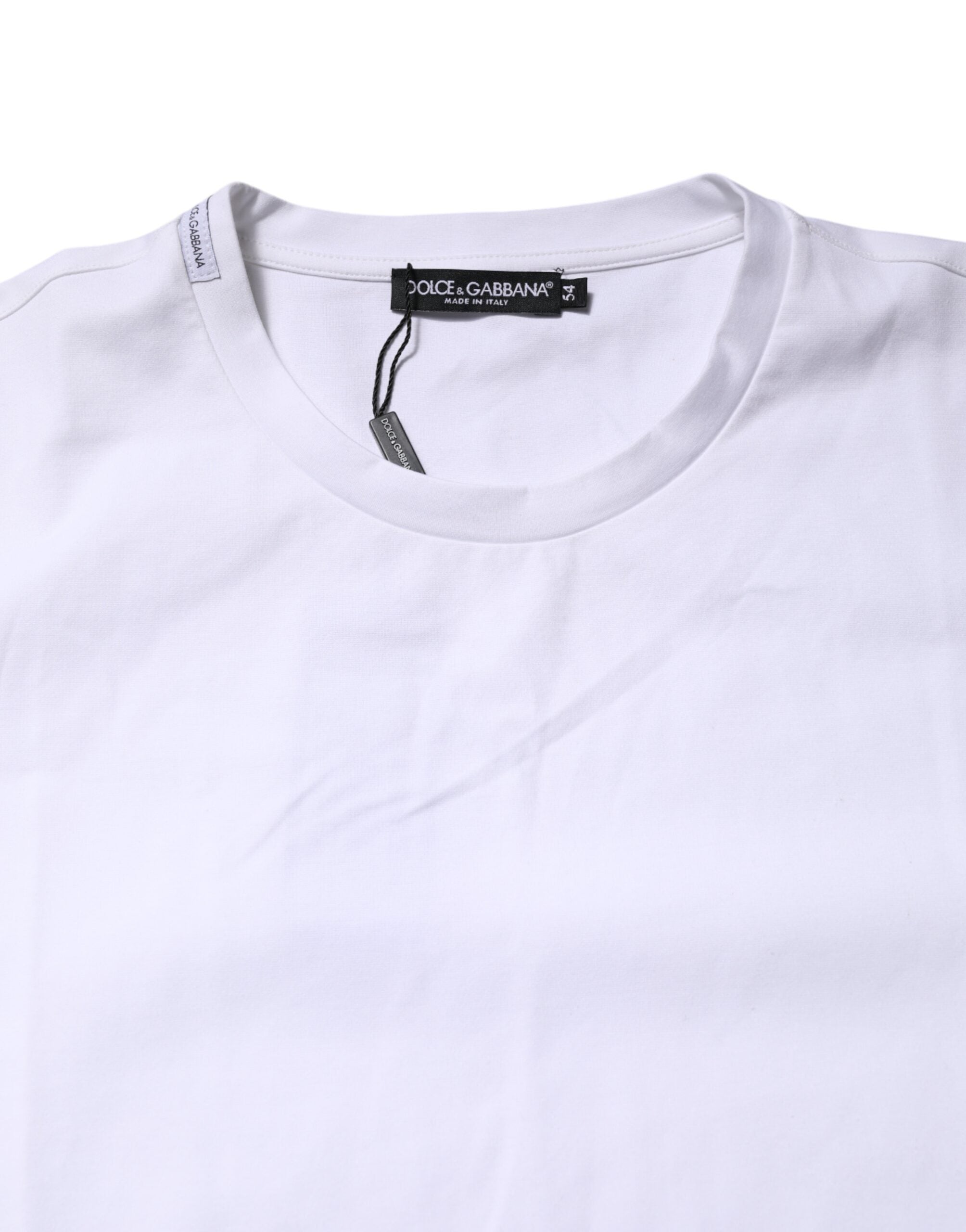 White Cotton Short Sleeves Crew Neck T-shirt - ventzia