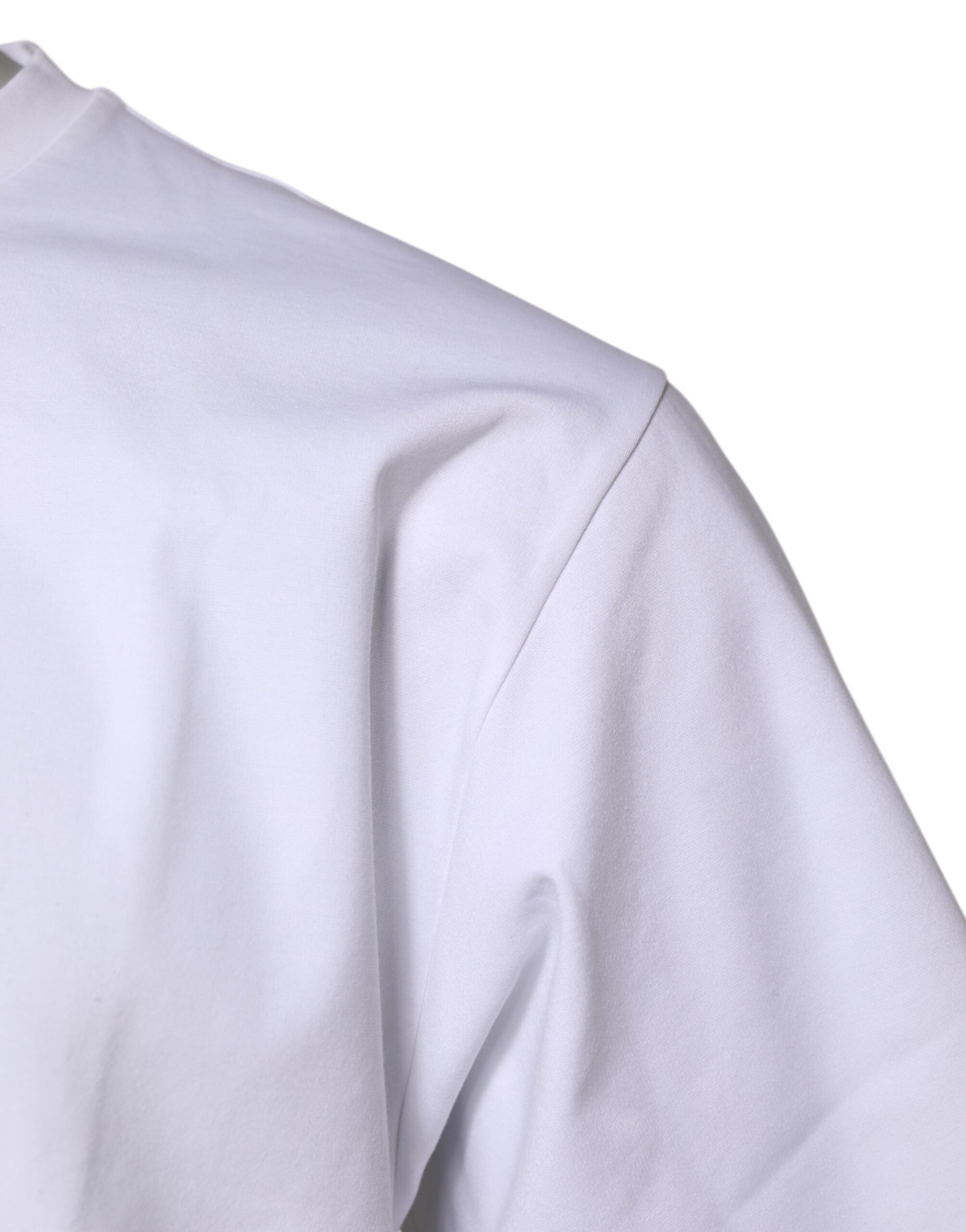 White Cotton Short Sleeves Crew Neck T-shirt - ventzia