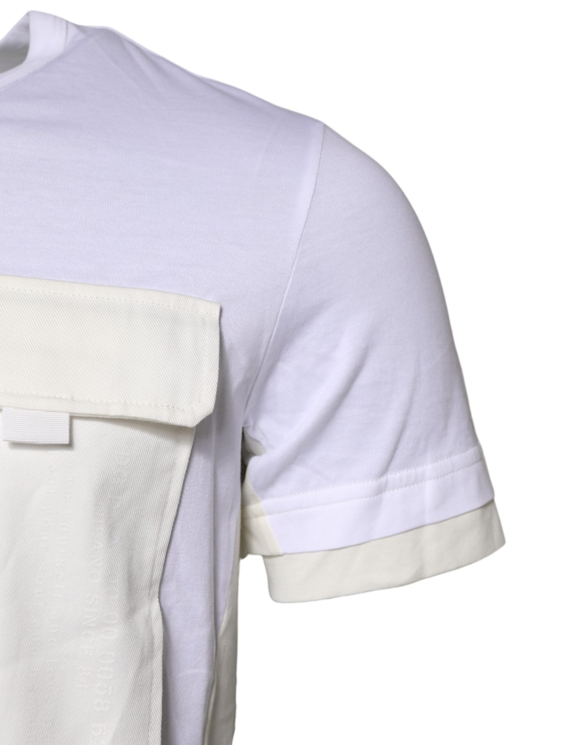 White Cotton Pocket Short Sleeves T-shirt - ventzia