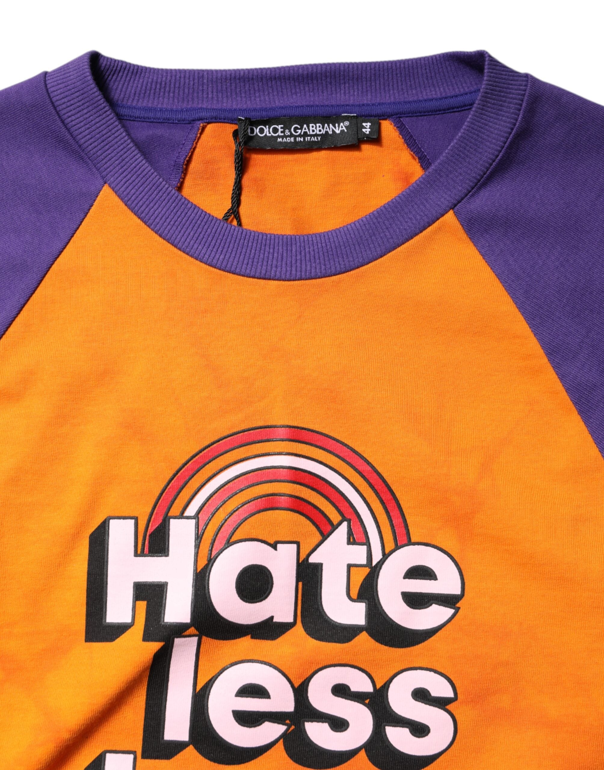 Orange Purple Printed Round Neck T-shirt - ventzia