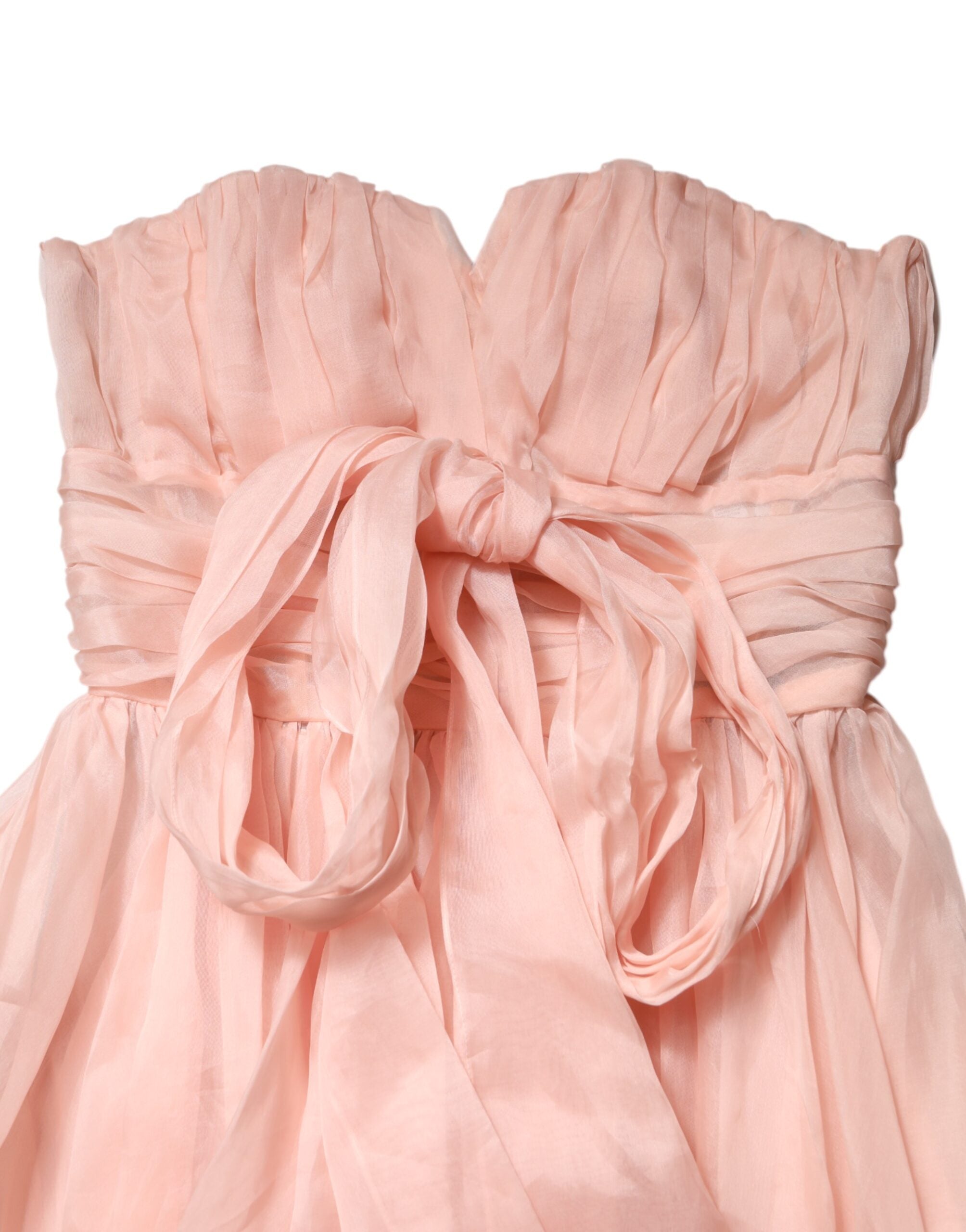 Pink Silk Chiffon A-line Pleated Midi Dress - ventzia