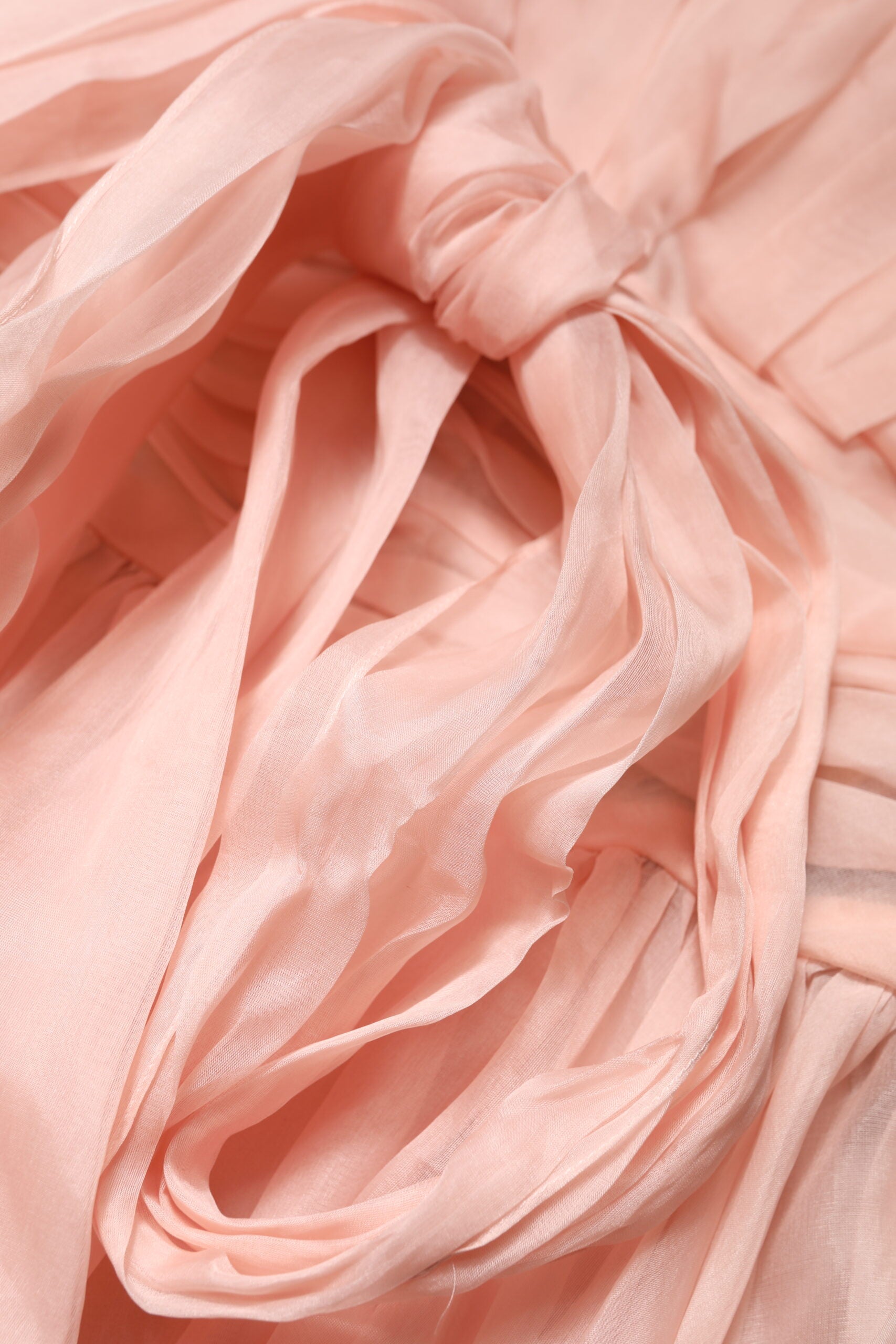 Pink Silk Chiffon A-line Pleated Midi Dress - ventzia