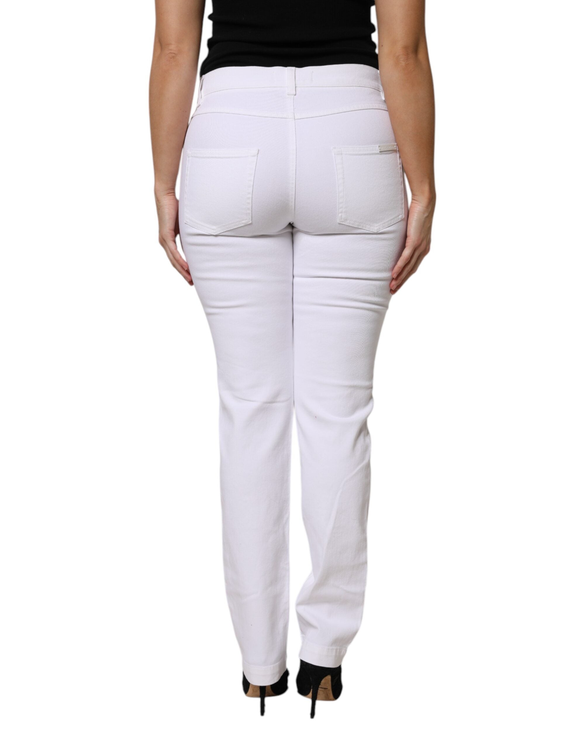 White Floral Sequined GIRLY Denim Jeans - ventzia