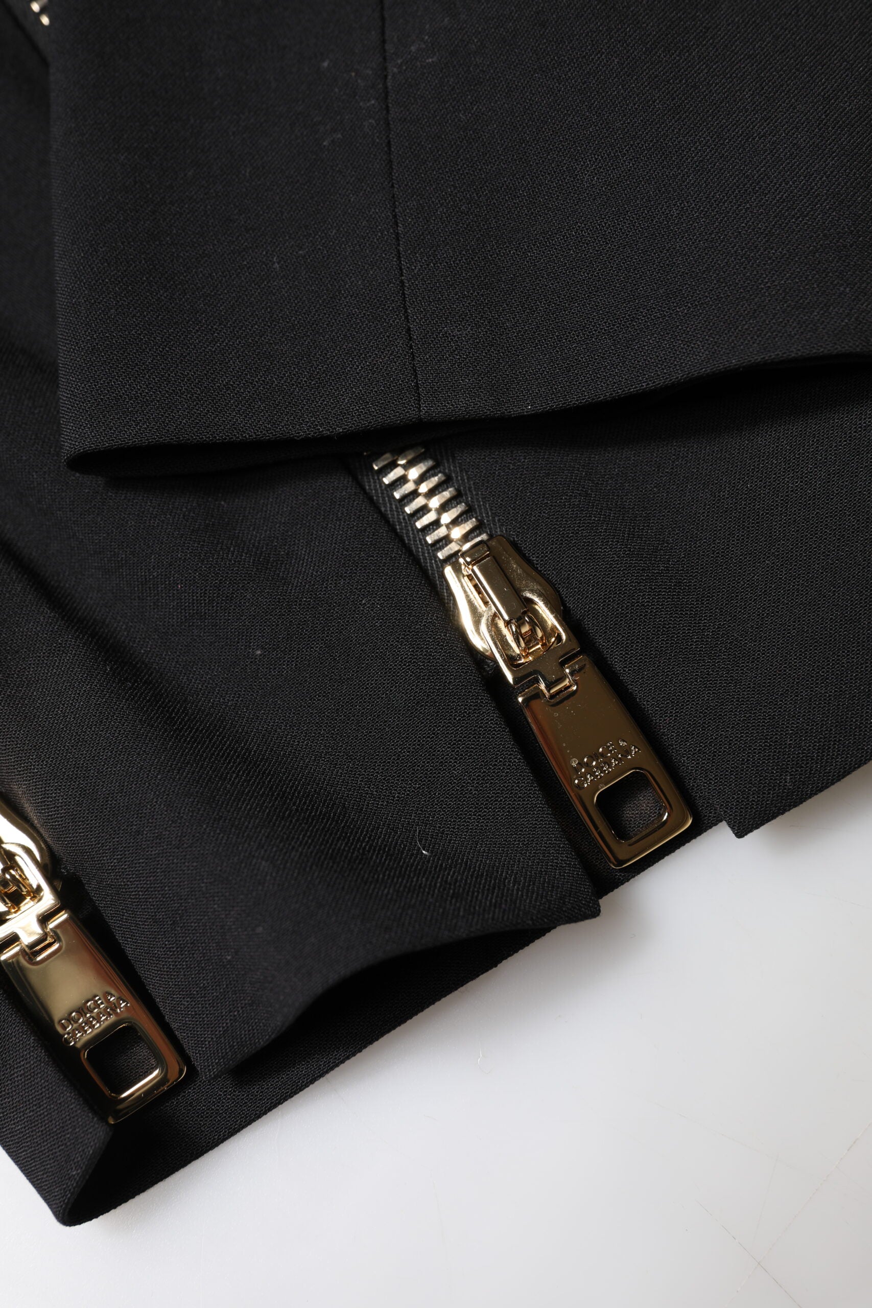 Black Wool High Waist Zipper Tapered Pants - ventzia