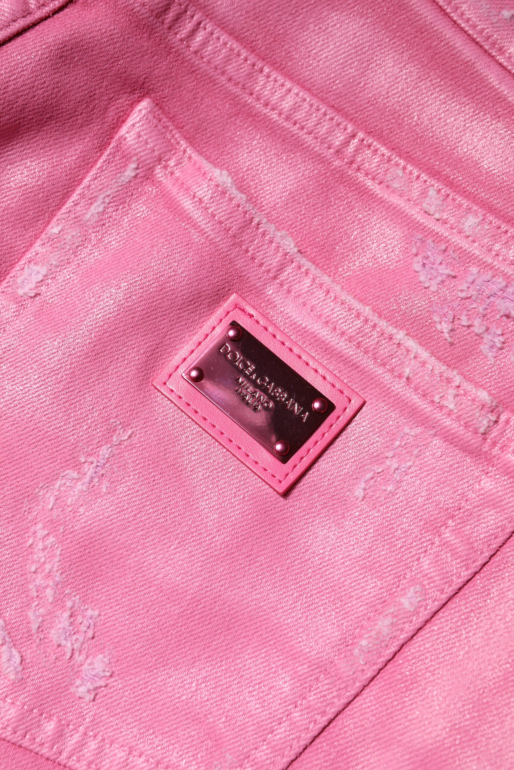 Pink Tattered Mid Waist Tapered Denim Jeans - ventzia